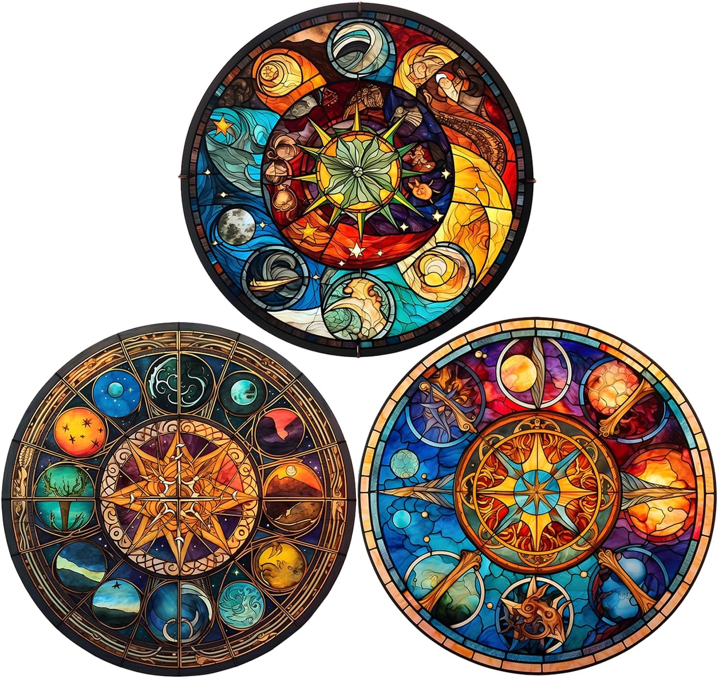 3Pcs Unique Design Universe Ball Window Clings,Galaxy Planet Static Electricity Window Sticker,Nebula Ribbon Vortex Cosmos Series