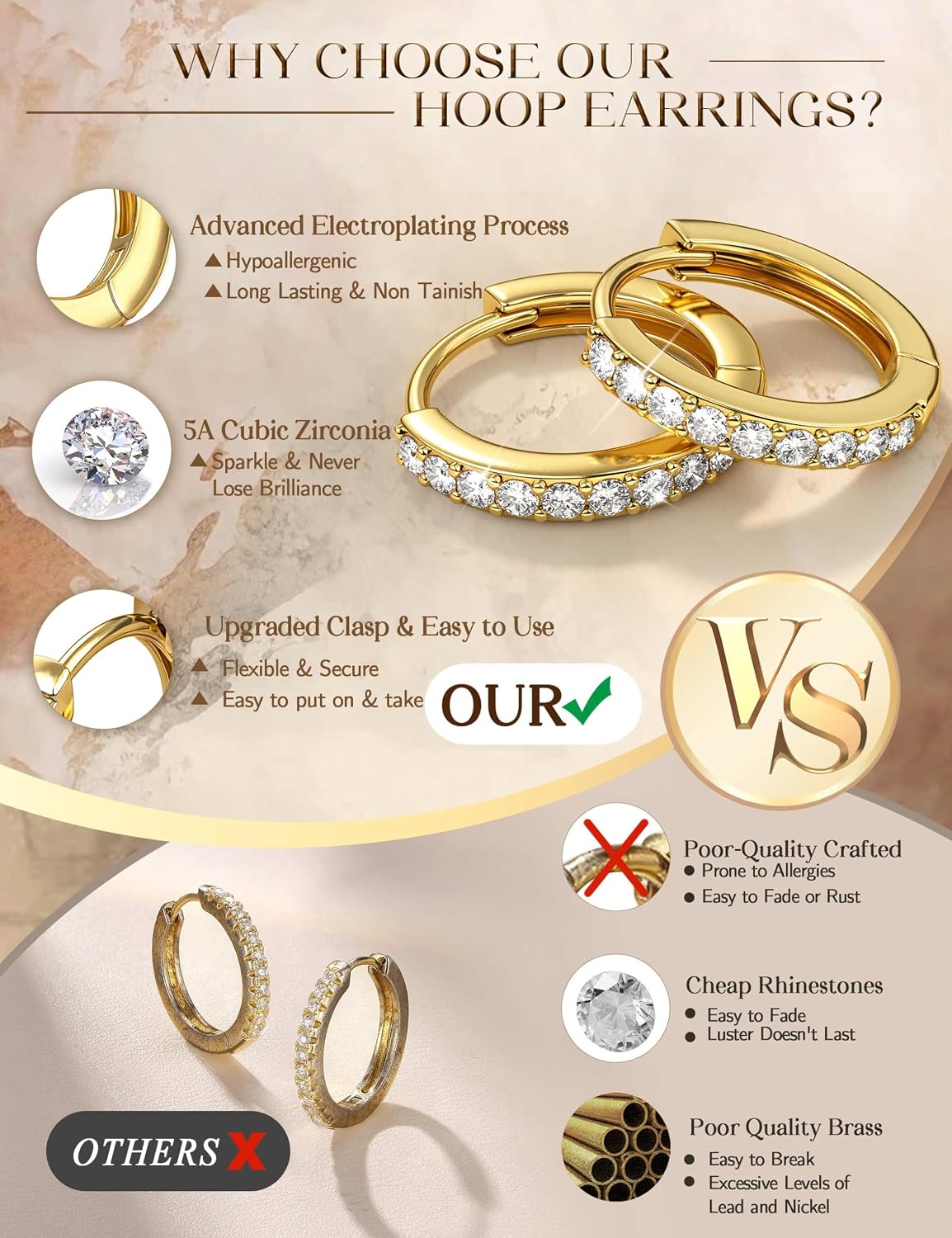 Jstyle Small Gold Hoop Earrings for Women Hypoallergenic Sterling Silver Earrings for Sensitive Ears Non Tarnish 14K Gold Plated Huggie Hoops Cartilage Earring Stacks Set for Multiple Piercing Jewelry