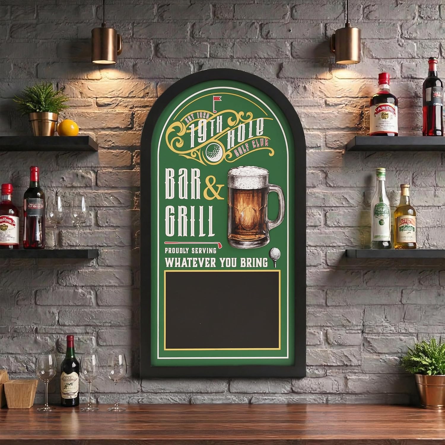 American Art Decor Tiki Bar Chalkboard Wall Decor MDF Blackboard Bar Sign Vintage Wall Art for Man Cave, Home Bar, Kitchen, Garage, Game Room, Office, Car Garage Decor