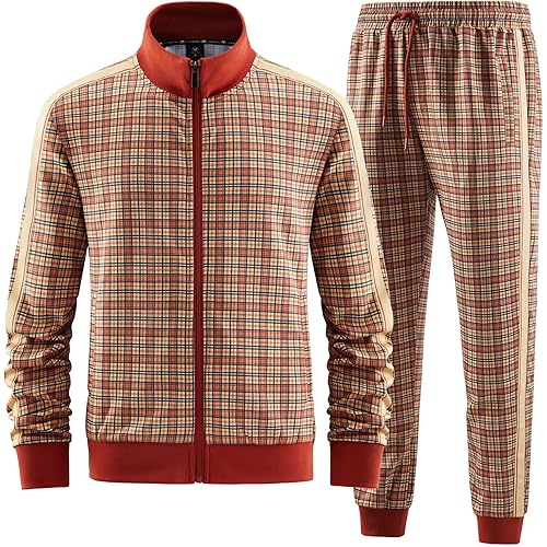 ANOTWENER Men's Track Suits 2 Piece Stand-up Collar Long Sleeve with Double Side Pockets Jacket and Sweatpants