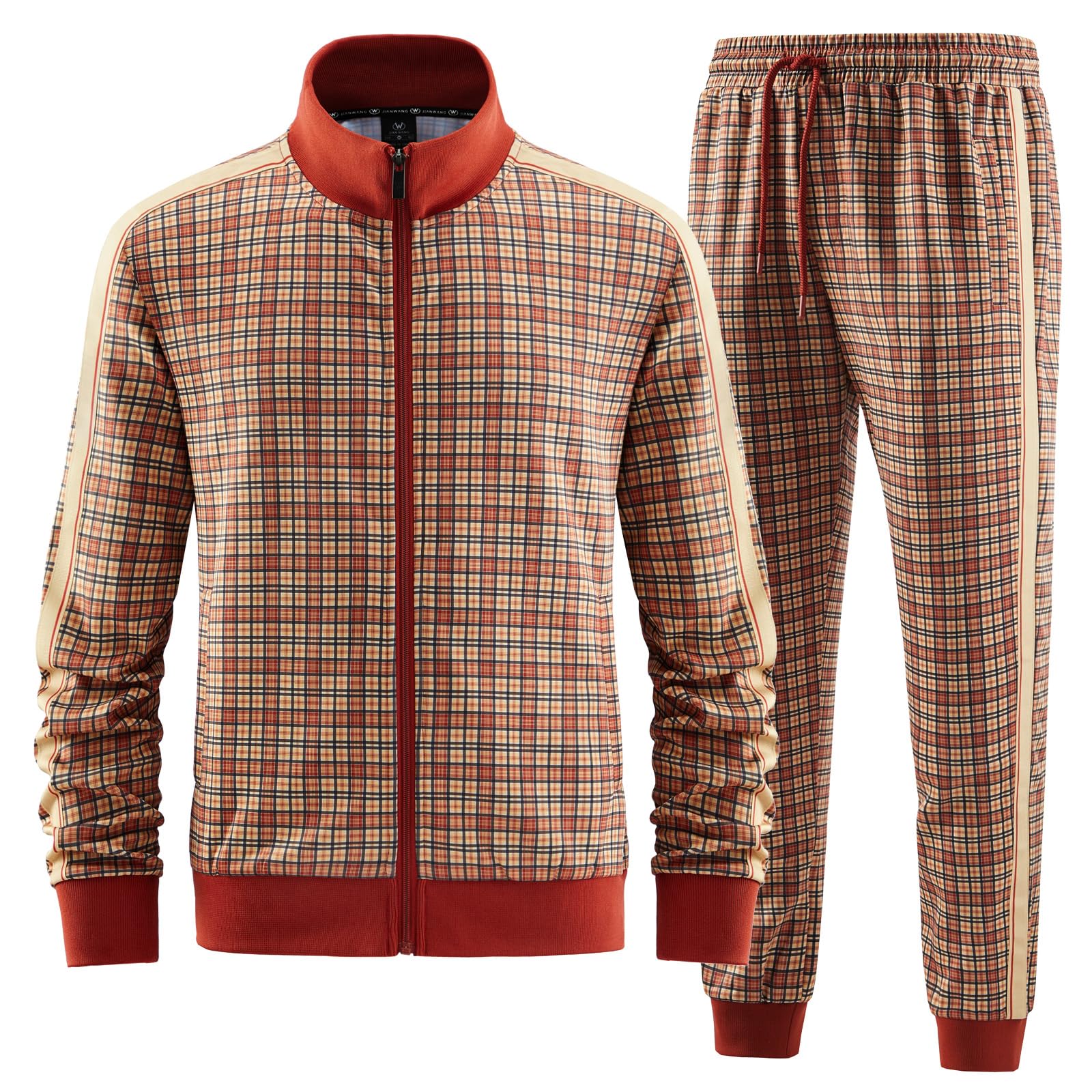 ANOTWENERMen's Track Suits 2 Piece Stand-up Collar Long Sleeve with Double Side Pockets Jacket and Sweatpants