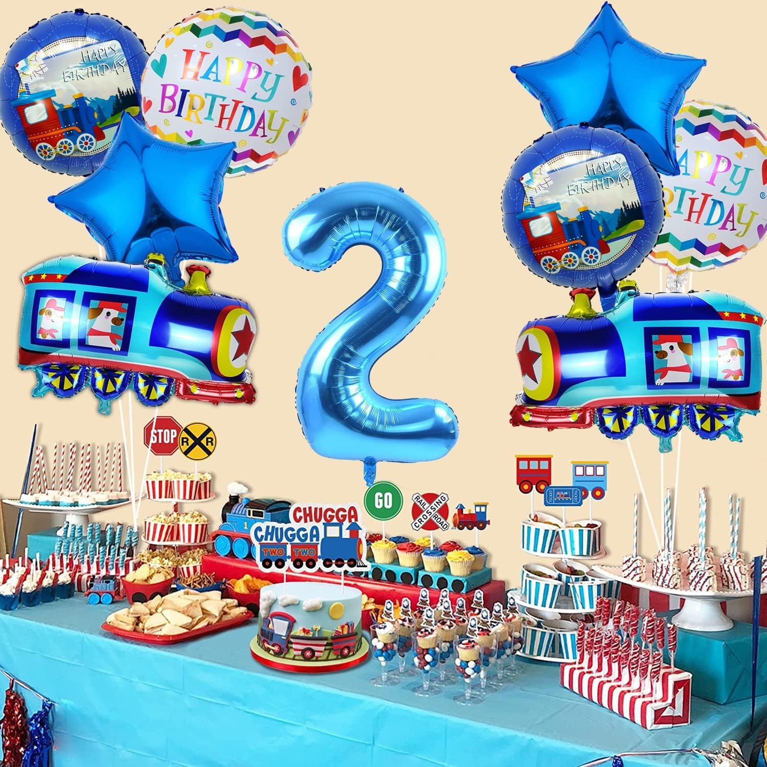 2. Geburtstag Deko Mit Zug-Motiv – Luftballons & Folienballons In Blau & Silber