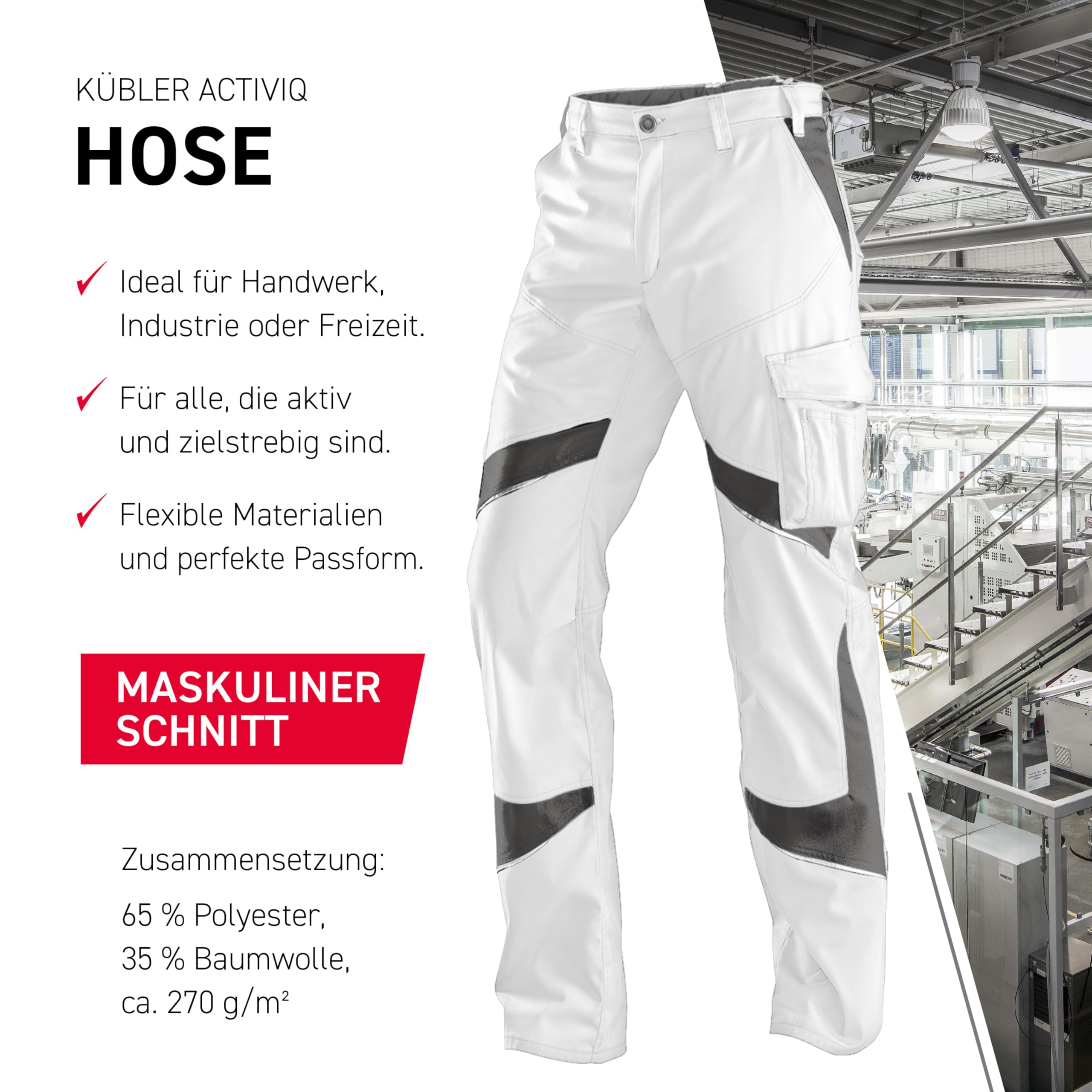 KÜBLER Workwear ACTIVIQ Herrenhose | Arbeitshose Herren | Zunfthose Herren | Workwear Herren | Arbeitskleidung für Handwerk & Industrie | Arbeitshose Männer | Einsatzhose mit Taschen | OEKO-TEX®
