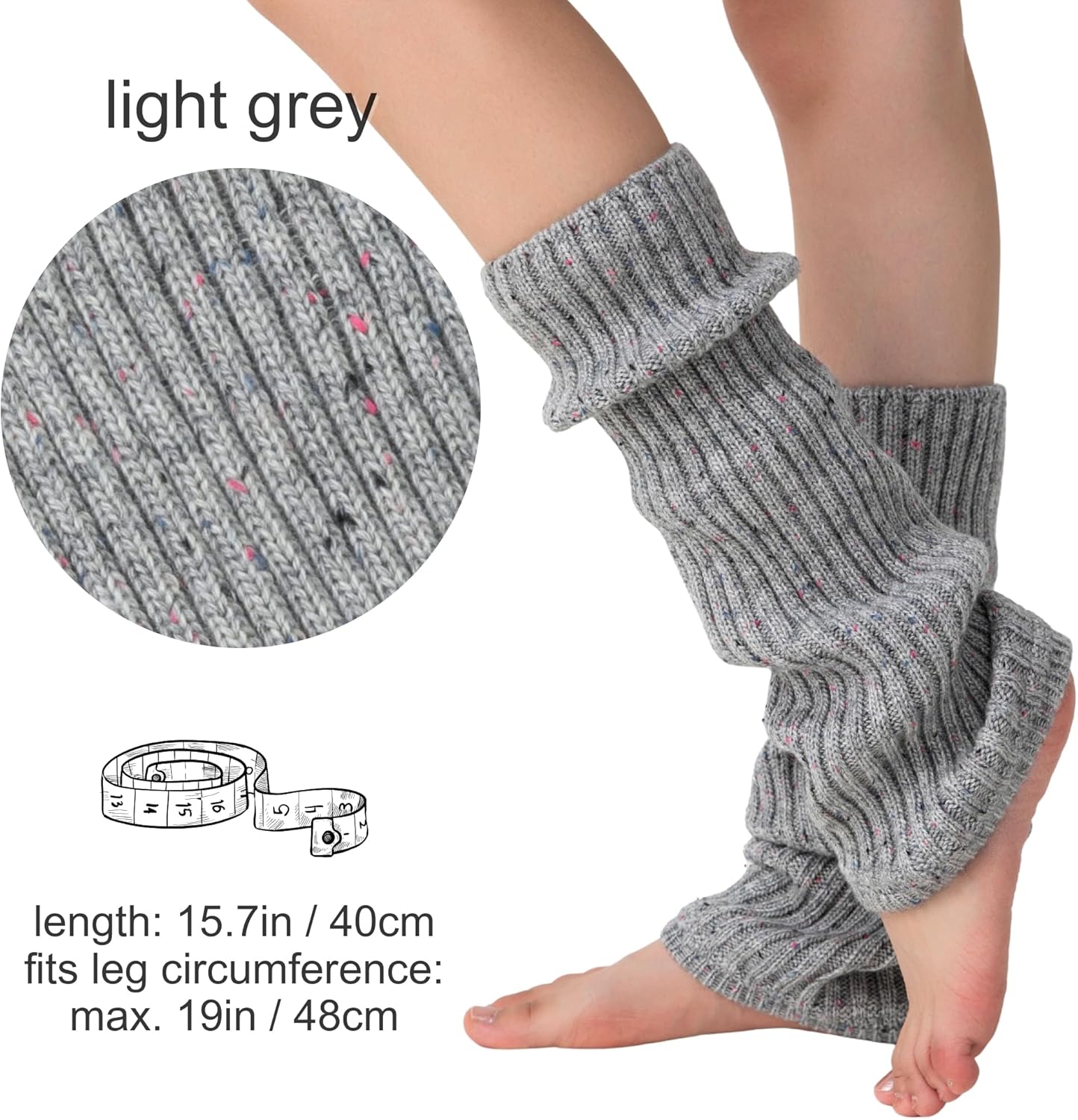 Soxbang Leg Warmers for Women 30% Wool Blend Speckled Knit, Cozy Ribbed Winter Leg Sleeves for Boots, Cold Weather - Image 5