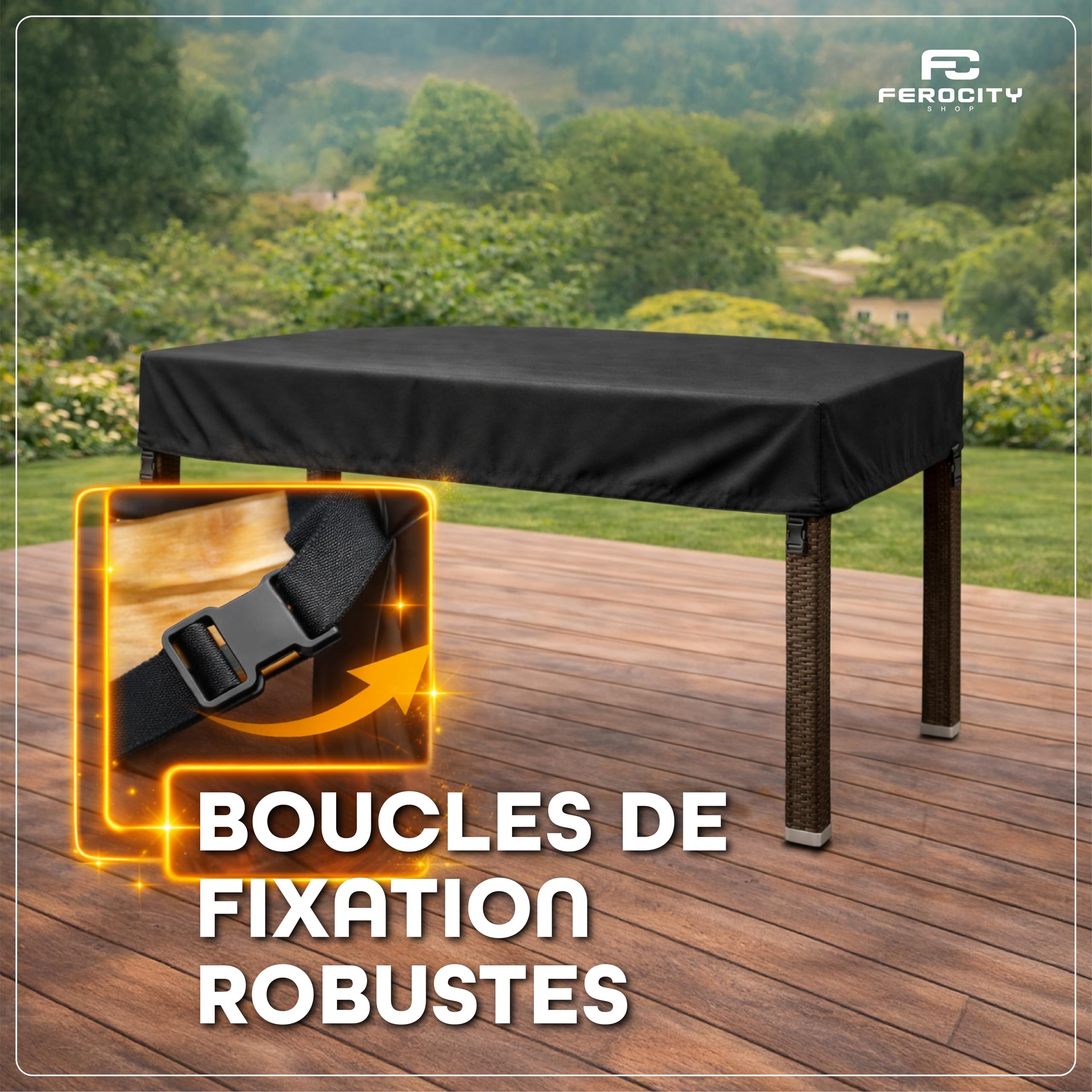Housse de table personnalisée sur mesure pour tables de jardin, protection extérieure respirante coupe-vent imperméable