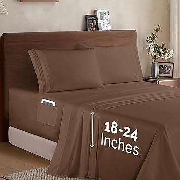 Elegant Comfort Luxury 1500 Premium Hotel Quality Microfiber 4-Piece Sheet Set - Soft, All Around Elastic 18-24 Inches Deep Fitted Sheet - Extra Deep Pocket Sheets, California King, Taupe