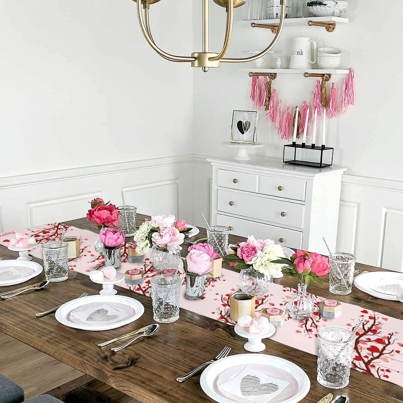 Chemin De Table Saint-valentin Set De Table Rouge Nappe De Table