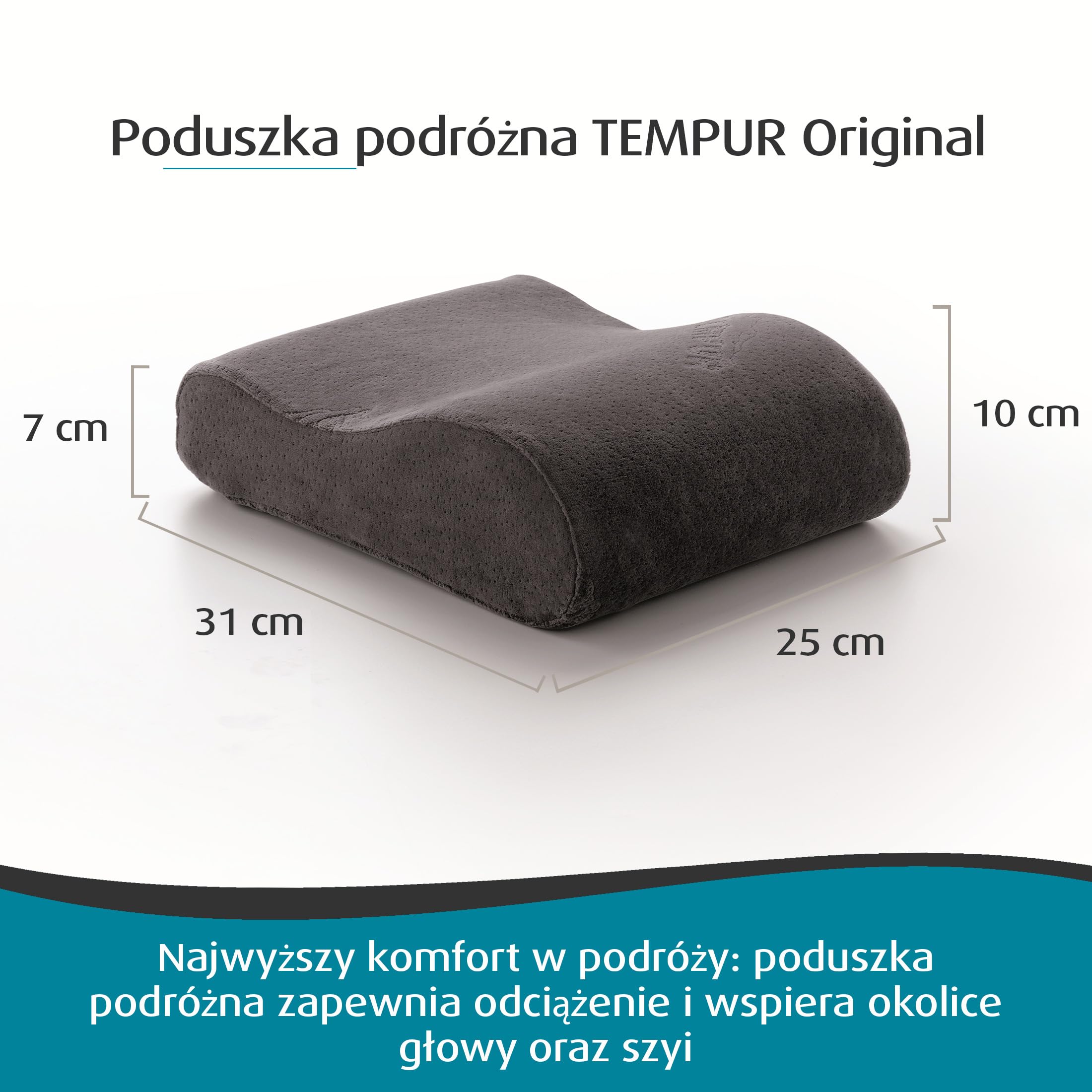 Tempur Zestaw Podróżny, Szary, 3 elementy