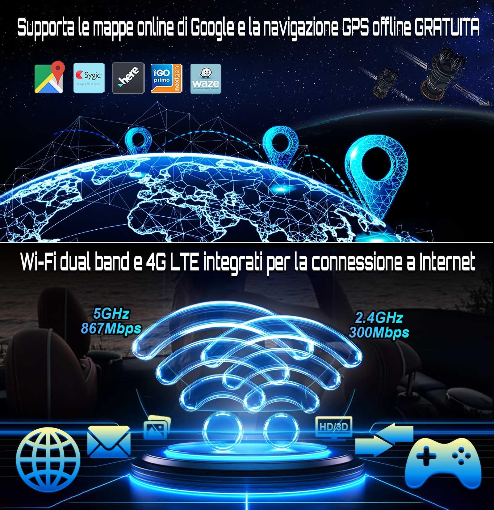 Erisin Android 16 4GB+64GB 8-Core Autoradio 1 Din con GPS Navi Motorizzato Schermo, 7 Pollici HD Touchscreen Bluetooth 5.0 Integrato Wireless CarPlay Android Auto DSP OBD2 DVB-T2 DAB+ WiFi USB TPMS