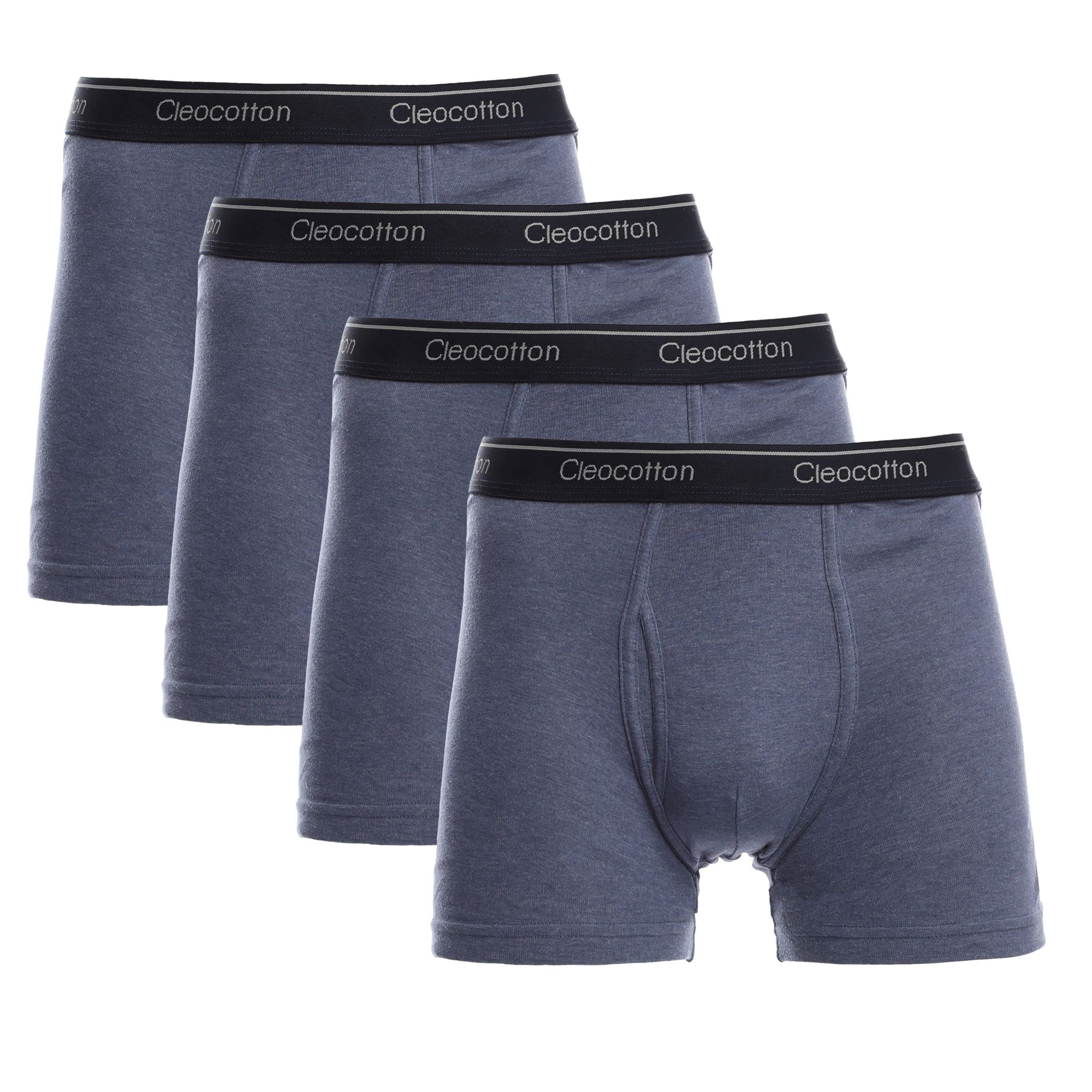 Men's Cotton Rich Underwear Boxer Brief | Mid Leg Length Design (4/8-pack) | Tag-Free, Ultra Soft, Breathable (Made in Egypt)