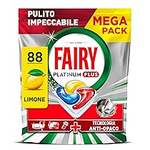 Fairy Platinum Detersivo Pastiglie Lavastoviglie Plus, Brillantante, 88 Capsule, Limone, Tecnologia Anti-Opaco, Contro Il Grasso e le Incrostazioni Ostinate Anche Nei Cicli Brevi