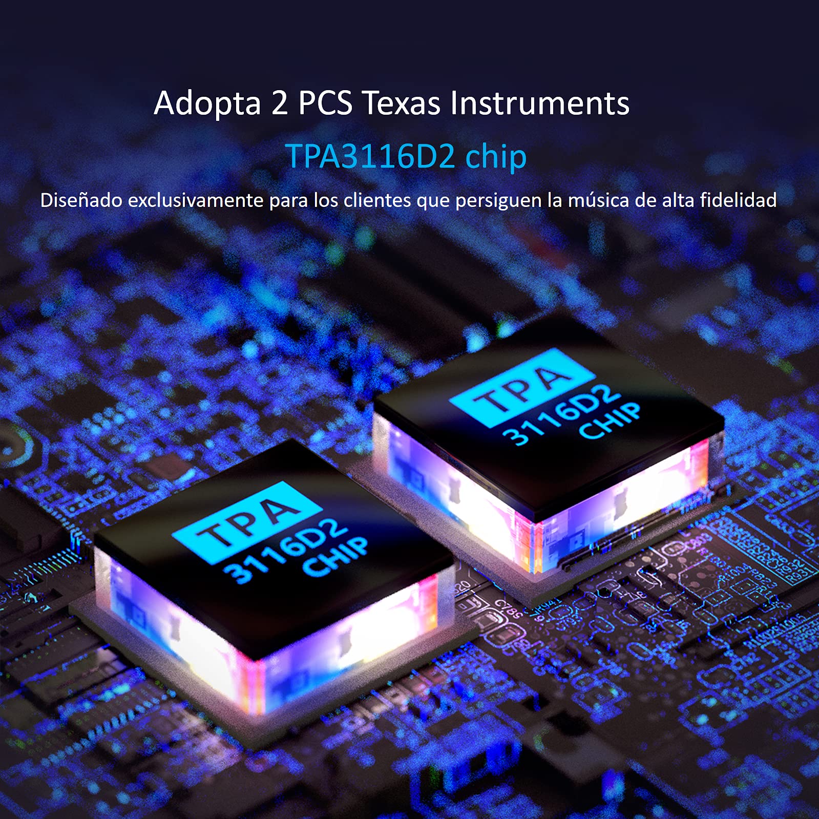 Fosi Audio TB10A Amplificador de Audio Estéreo de 2 Canales, Mini Hi-Fi Clase D Amperio Integrado 2.0CH para los Altavoces del Hogar 100W x 2, con Control de Bajos y Agudos TPA3116