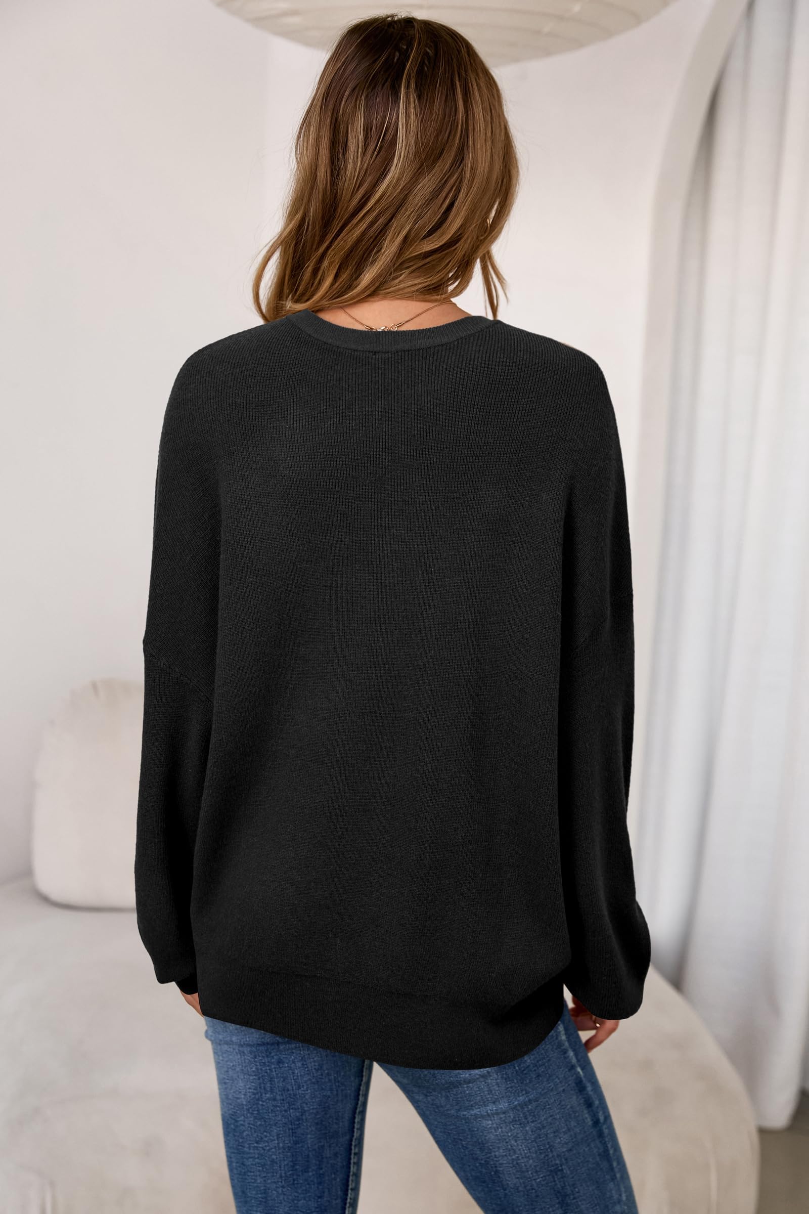 Arach&Cloz Pull Femme Oversize en Laine mélangée pour Collection Automne Hiver col Rond Manches Longues