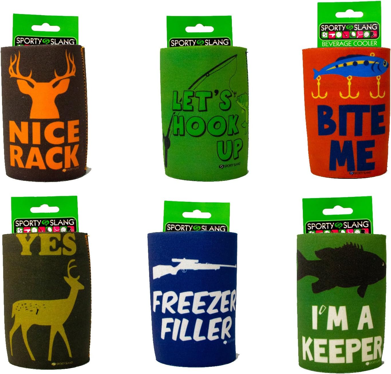 Sporty Slang Can Cooler Koozies 12 Ct 6 Different
