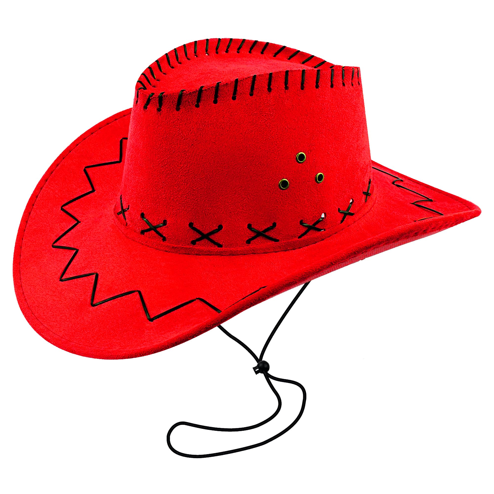 Red Leather Look Cowboy Hat for Men and Women – Unisex Adult Texan Cowgirl Hat Fancy Dress Party Accessory — image 1