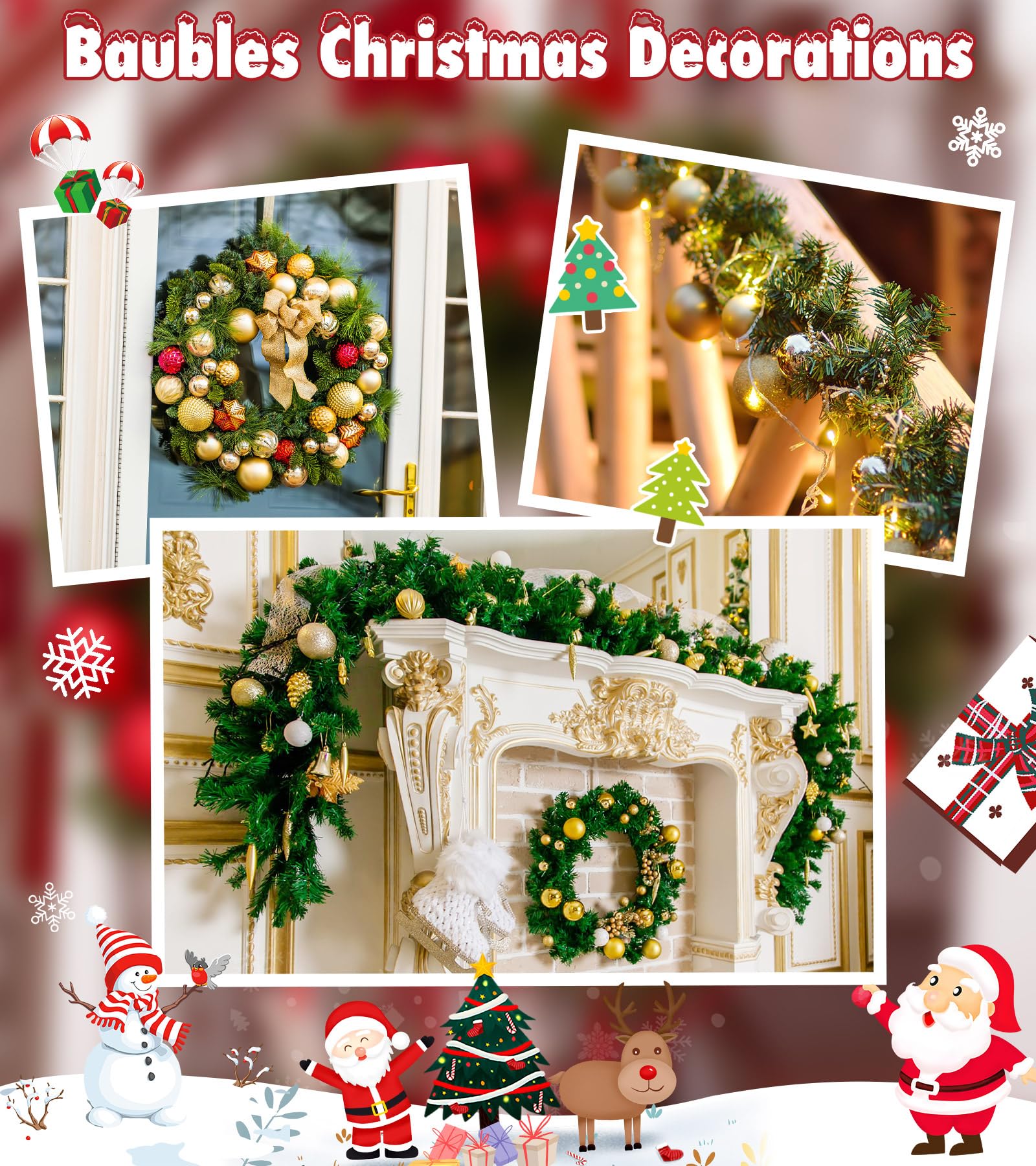 BLAZOR Weihnachtskugeln 36 Stück - 4cm Christbaumschmuck Kunststoff Mehrfarbig