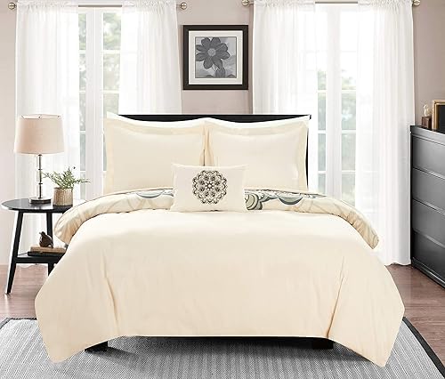 Miniatura 2 de Chic Home Mindy - Juego de funda de edredón reversible de 4 piezas a gran escala, diseño de medallón inspirado en cachemira, fundas de almohada