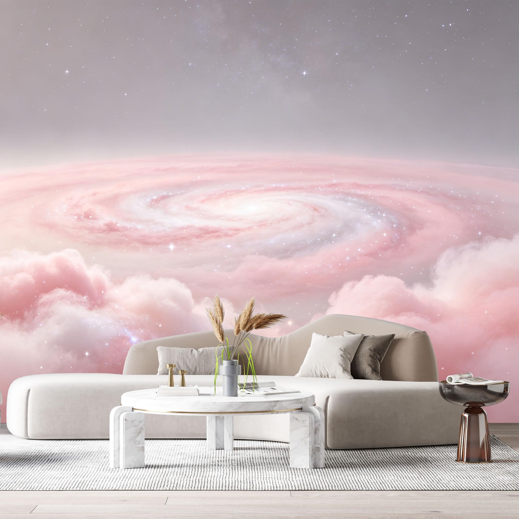 Custom Size Wall Murals Abstract Galaxy Pink Clouds Celestial Space Modern SelfAdhesiveWall Fabric Removable Wallpaper Wall Decor for Living Room Bedroom Bathroom
