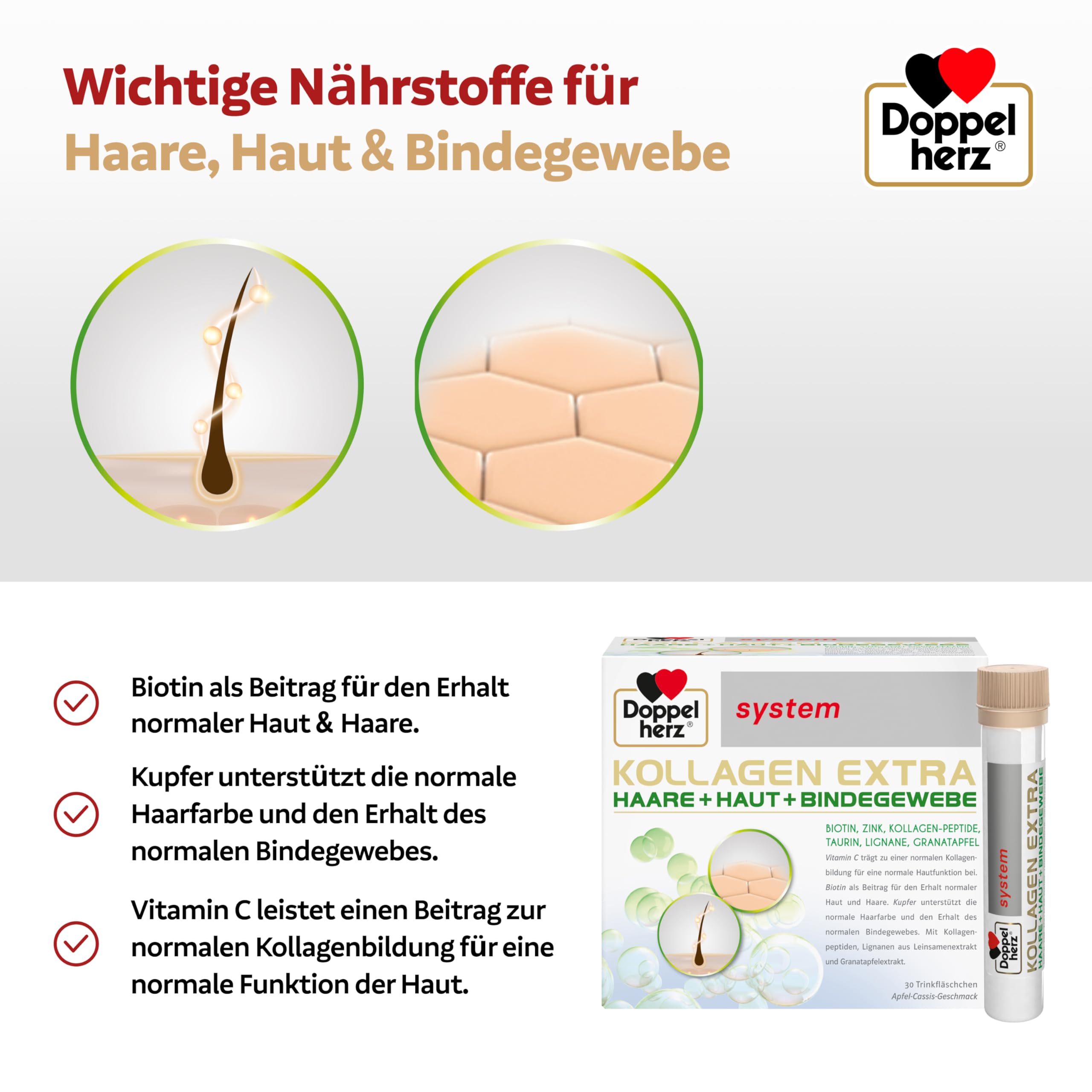 Doppelherz Kollagen Extra system Haare, Haut und Bindegewebe Lösung, 30 Sztuka Butelka do picia