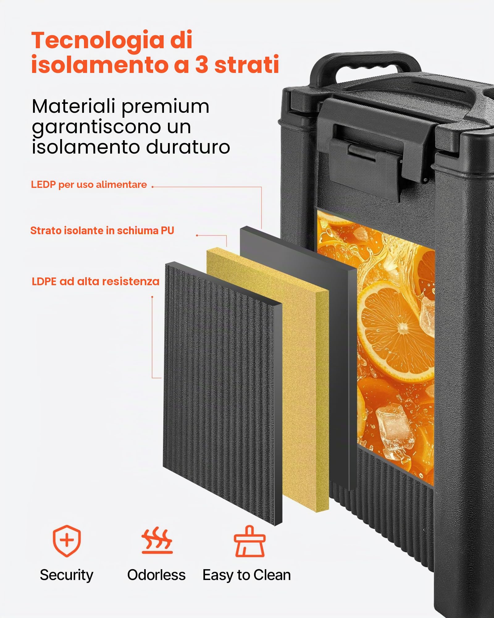 VEVOR Distributore di Bevande Isolato da 19 L Distributore di Bevande Calde e Fredde con Rubinetto e Maniglia, per Tè, Caffè e Acqua in Bar e Ristoranti, 2 Pezzi, Nero, Isolamento a Lunga Durata