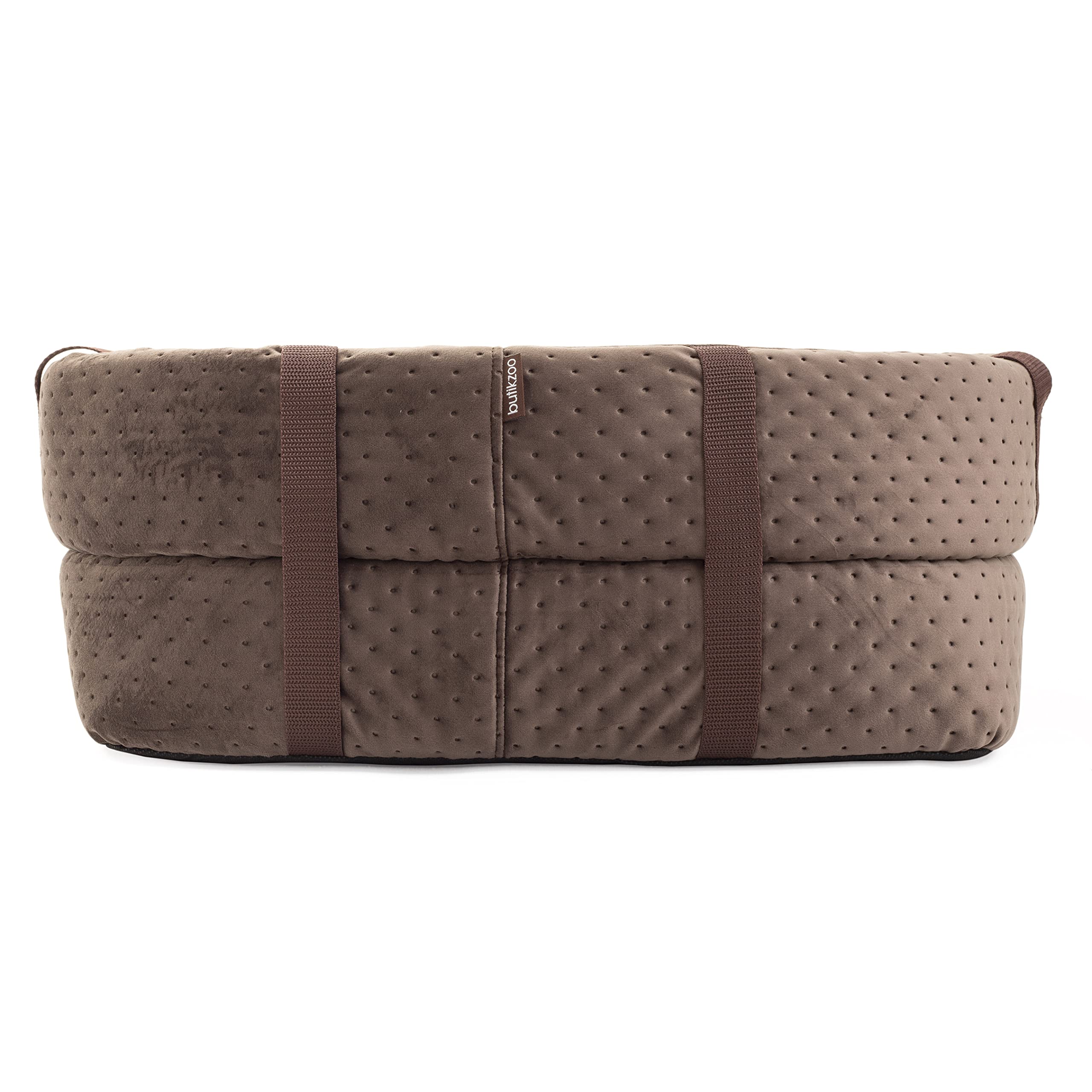 BOUTIQUE ZOO Autostoel, universeel, wasbaar, slijtvast, hondenautostoel, voorstoel, bijrijdersstoel, achterbank, hondenbed - M: 51 cm x 40 cm, grijs, kunstleer: suède