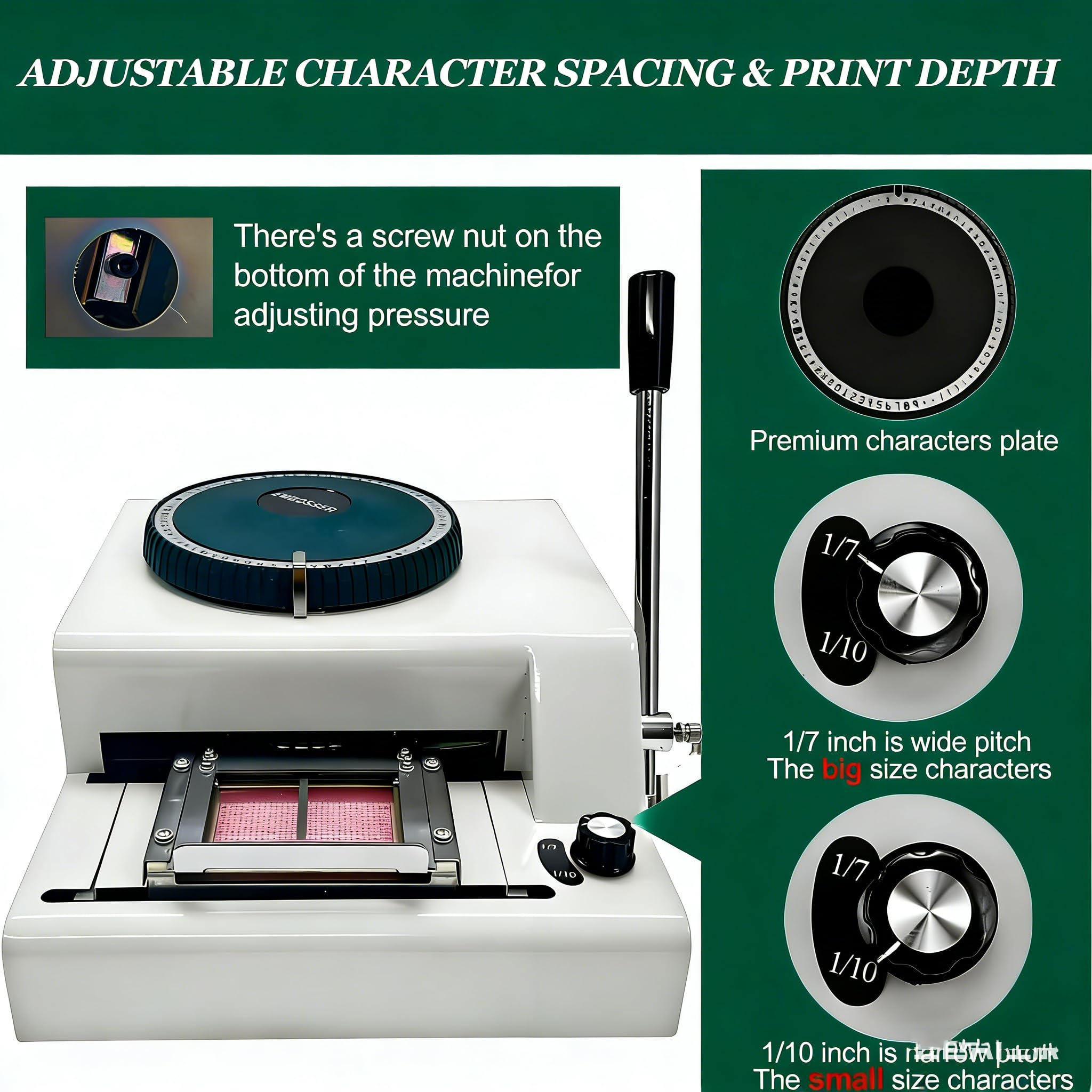 Macchina per goffratura per Carte in PVC - Pressa Manuale per Tessere identificative e Codici con capacità di 72 Caratteri