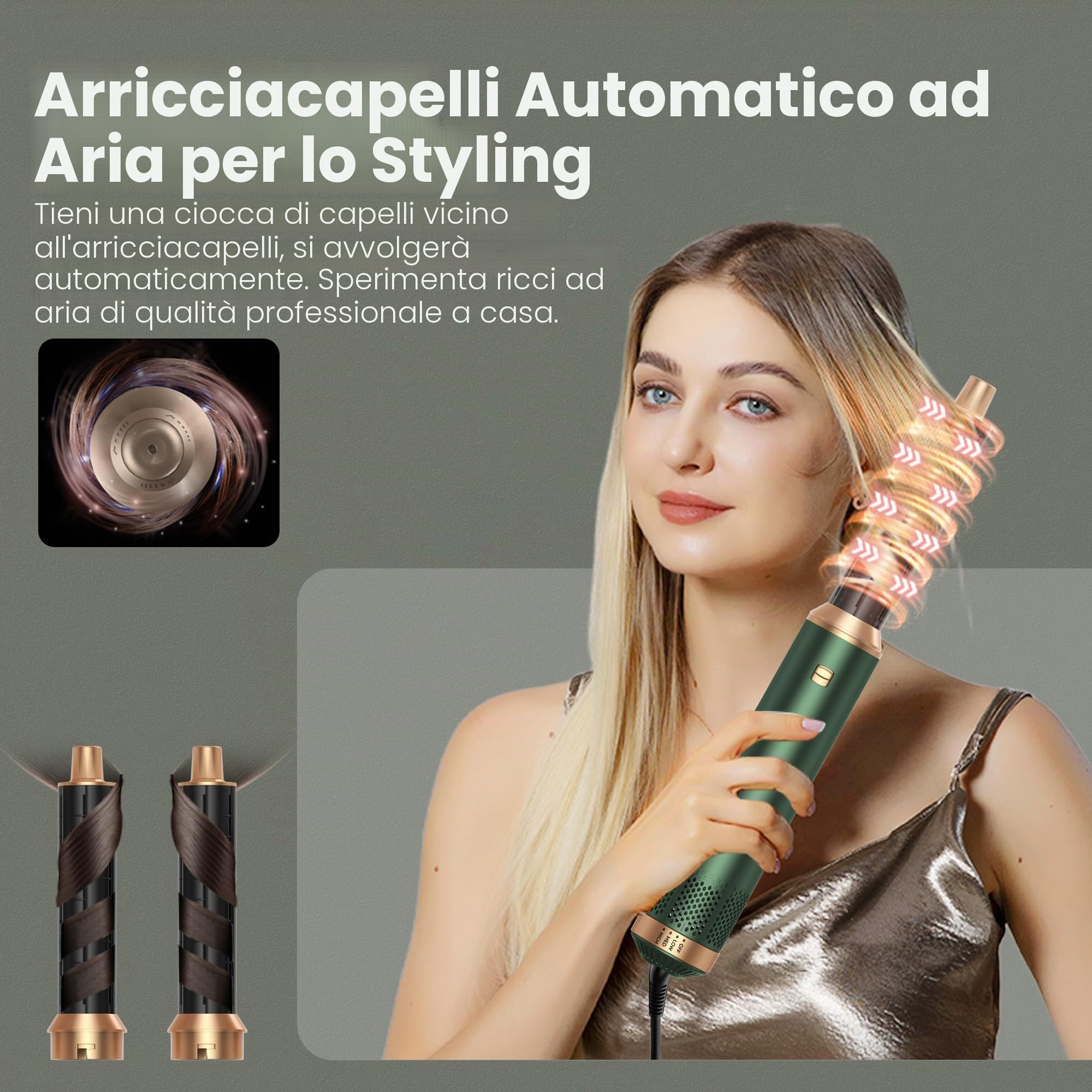 Asciugacapelli 5 in 1 Hair Styler, Air Styler Phone 5 in 1 Multifunzione Phon Capelli,Spazzola Asciugacapelli Per Dare Volume Ai Capelli, Lisciare, Arricciare, Ioni Air Curler Brush,Strumenti Capelli
