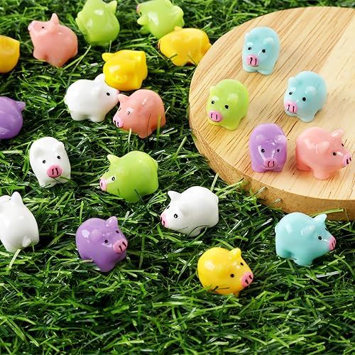 Miniatura 4 de 120 piezas de mini cerdos de resina, pequeños cerdos en miniatura, decoraciones de animales lindos para jardín, paisaje, casa de muñecas, fiesta de