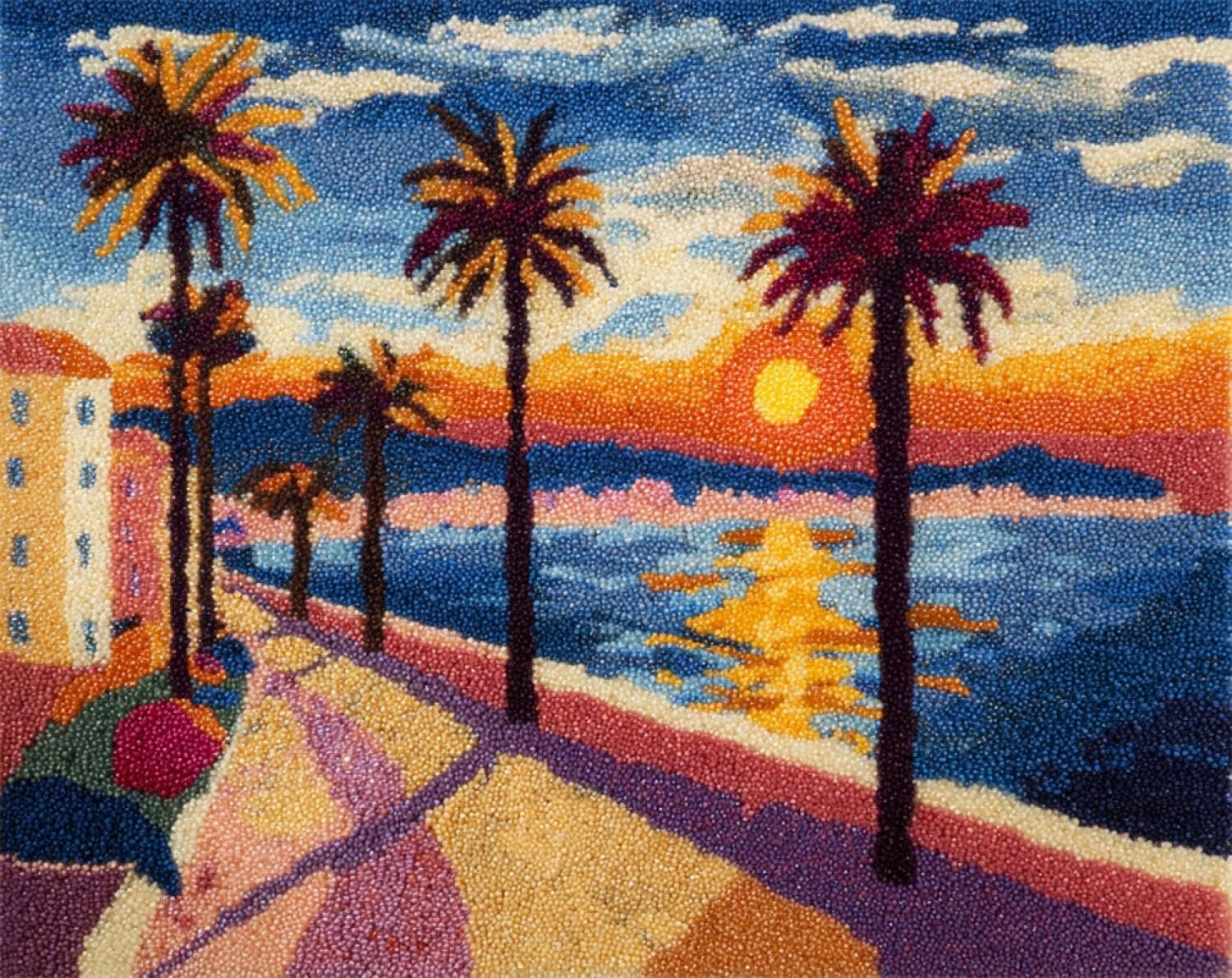 Henypt DIY Latch Hook Rug Kit Coconut Trees by the sea 55x75cm