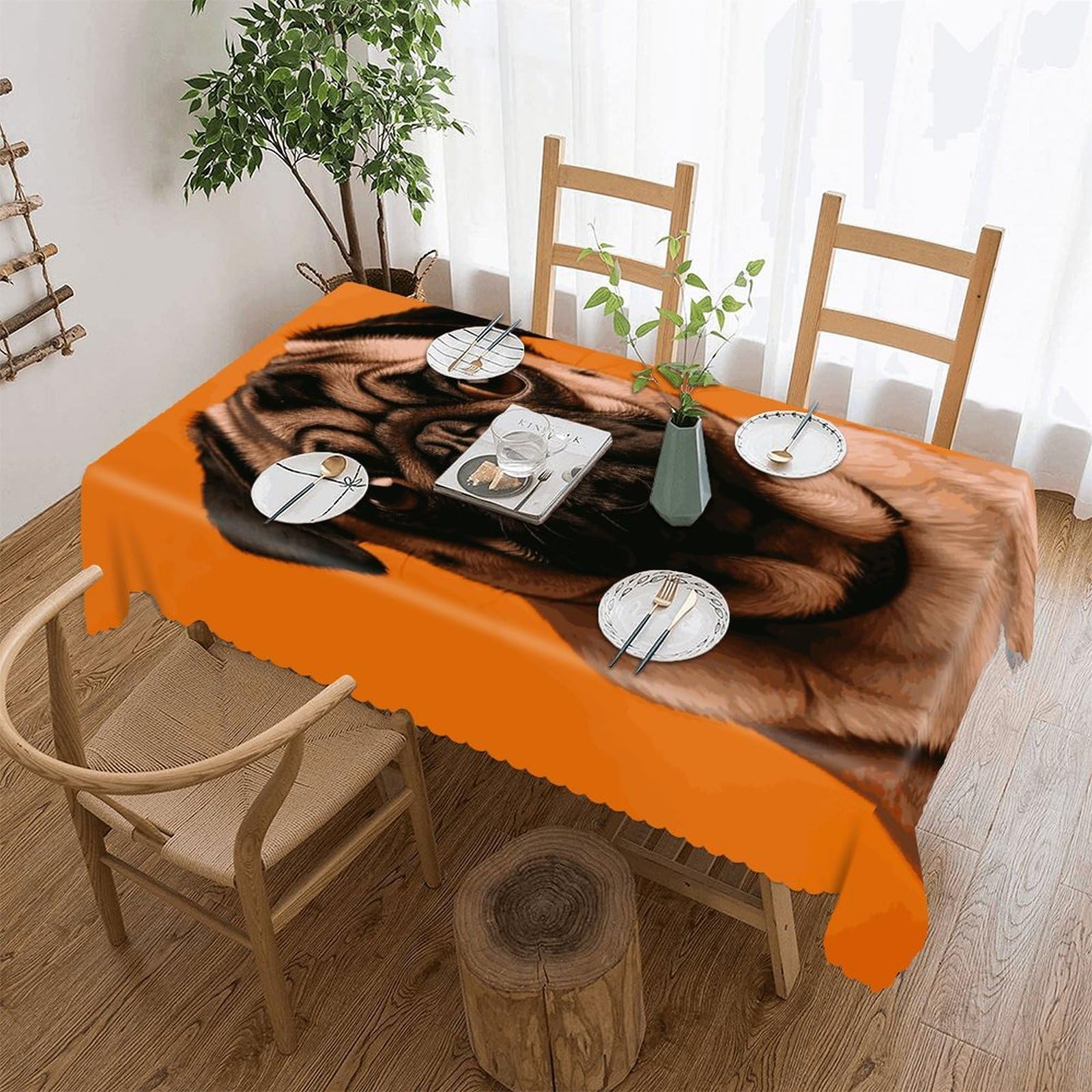 MUSM Rectangular A Pug Tablecloths Waterproof Heavy Duty Polyester Table Cloth Wrinkle Resistant Anti-Shrink Soft Tables Cover Premium Decorative Fabric Tablecover