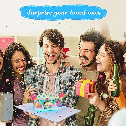 Miniatura 6 de Tarjeta de cumpleaños con luz de música 3D tarjetas de felicitación con luces LED emergentes musicales de feliz cumpleaños tarjetas de felicitación