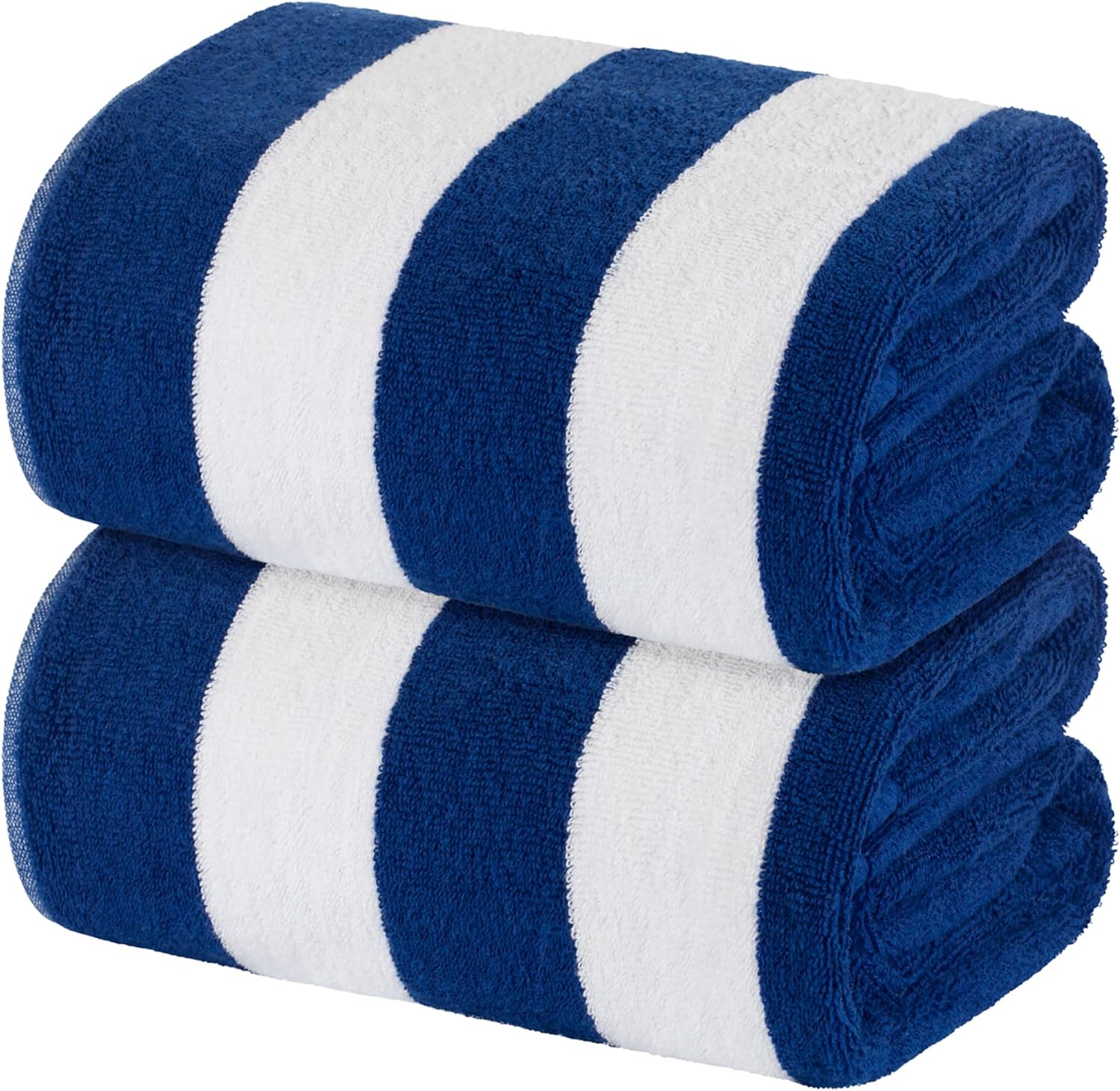 Product image of White Classic Stripe Cabana Beach Towels Oversized 2 Pack, Cotton Bath Towel Large - Luxury Plush Thick Hotel Swim Pool Towels for Adults Super Absorbent Quick Dry - 35x70 Mild Navy Blue | 2 Pack