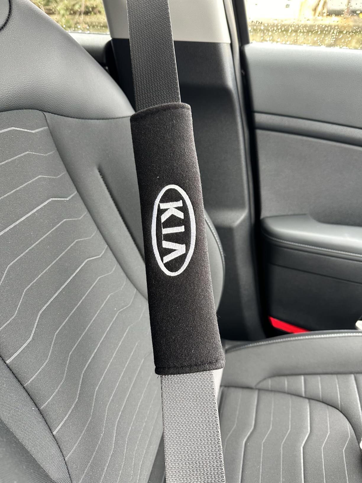 Embroidered Badge Seat Belt Pads compatible with Kia Cars 2 pieces, 1