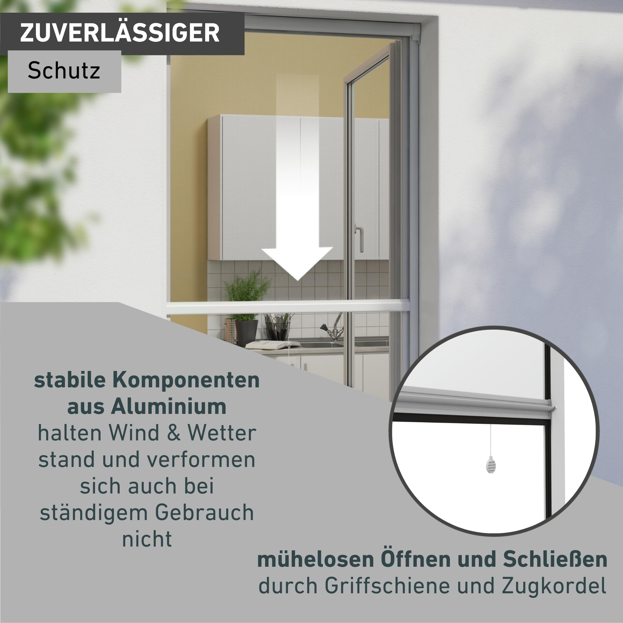 Windhager Insektenschutz Basic Rollofenster Alu, Insektenschutzrollo, Fliegengitterrollo, Selbstbausatz 160 x 160cm, weiß, 04502