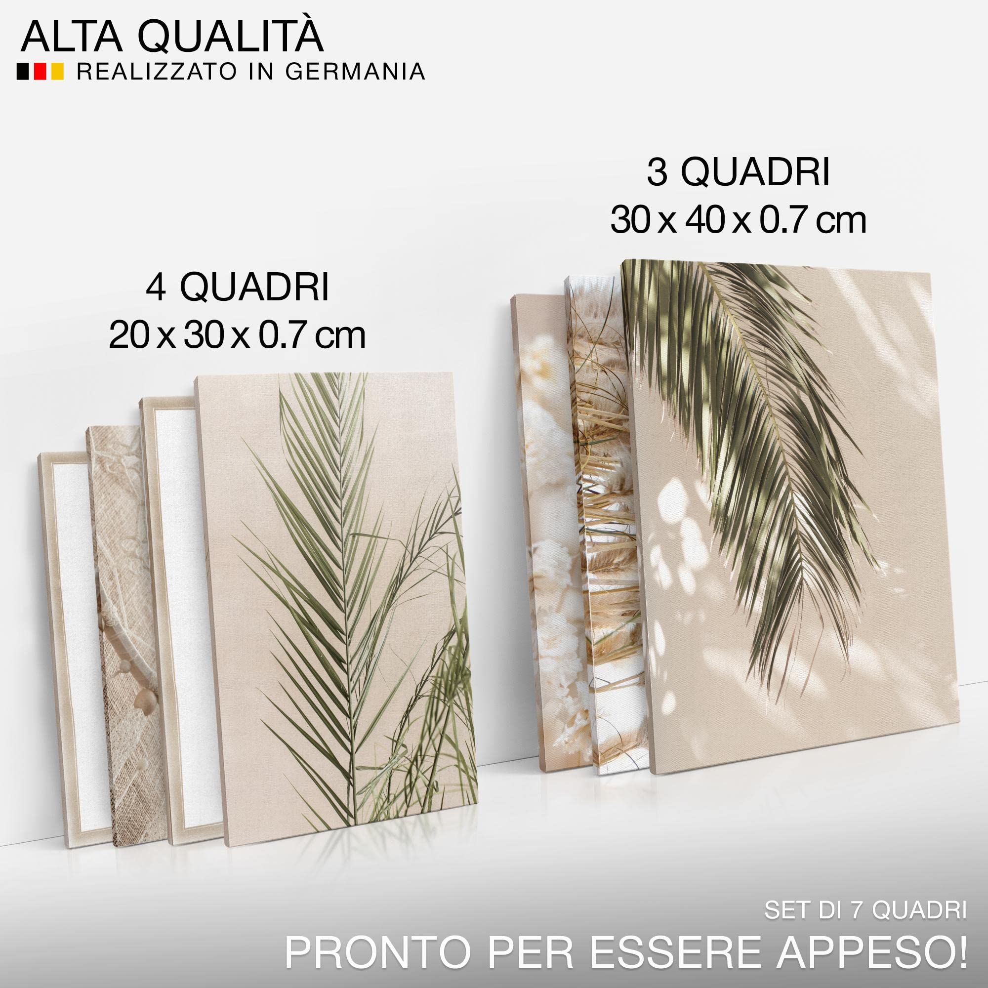Novart Quadros - Completamente Pronto Da Appendere - Immagini - Boho Pampas Grass - 7 Pezzi Set Moderni - N005871a