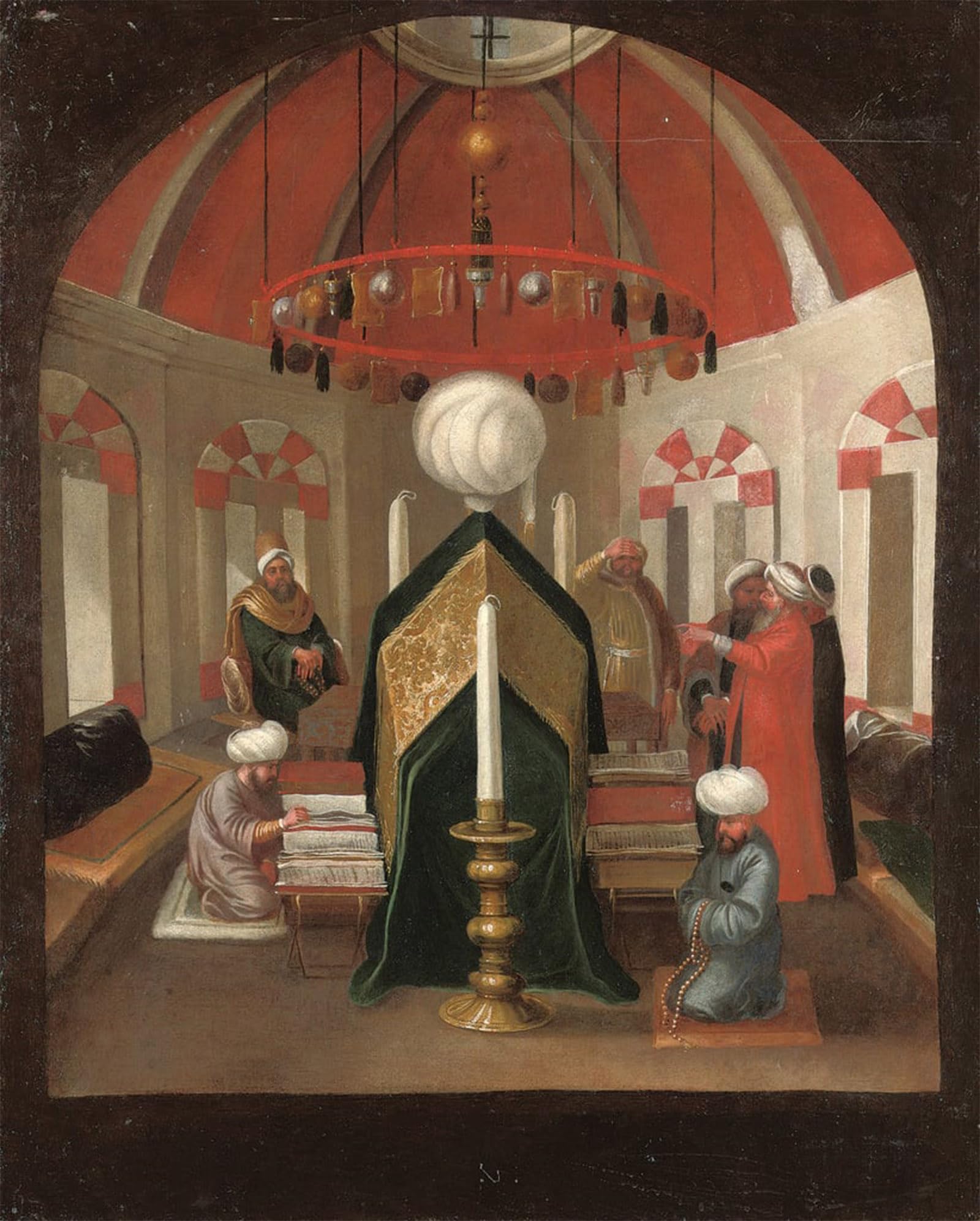 ARTXLXXBN Famous Painting Art Wall Decor Abstract Art Picture a Turkish Mausoleum with Figures At the Tomb of a Sultan by Jean Baptiste Vanmour Animal Pictures for Home Decor 60x90cm