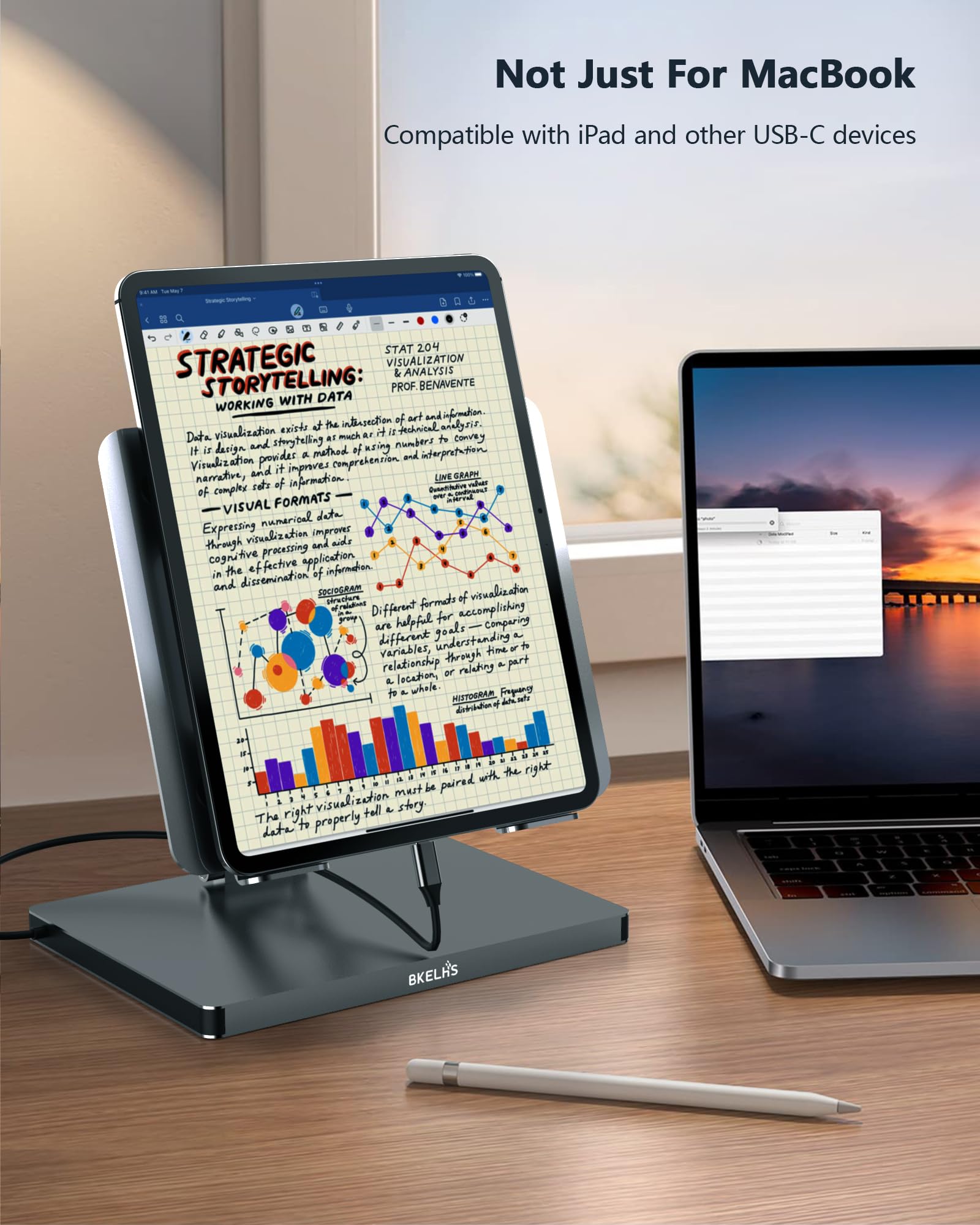 USB C Hub Stand for MacBook Pro, 10 in 1 Adapter for MacBook Air Docking Station with 4K 60Hz HDMI, RJ45 Gigabit Ethernet, SD/TF Card Reader, 4 USB 3.0 for iPad/Dell HP/Surface/Lenovo Laptop Dock