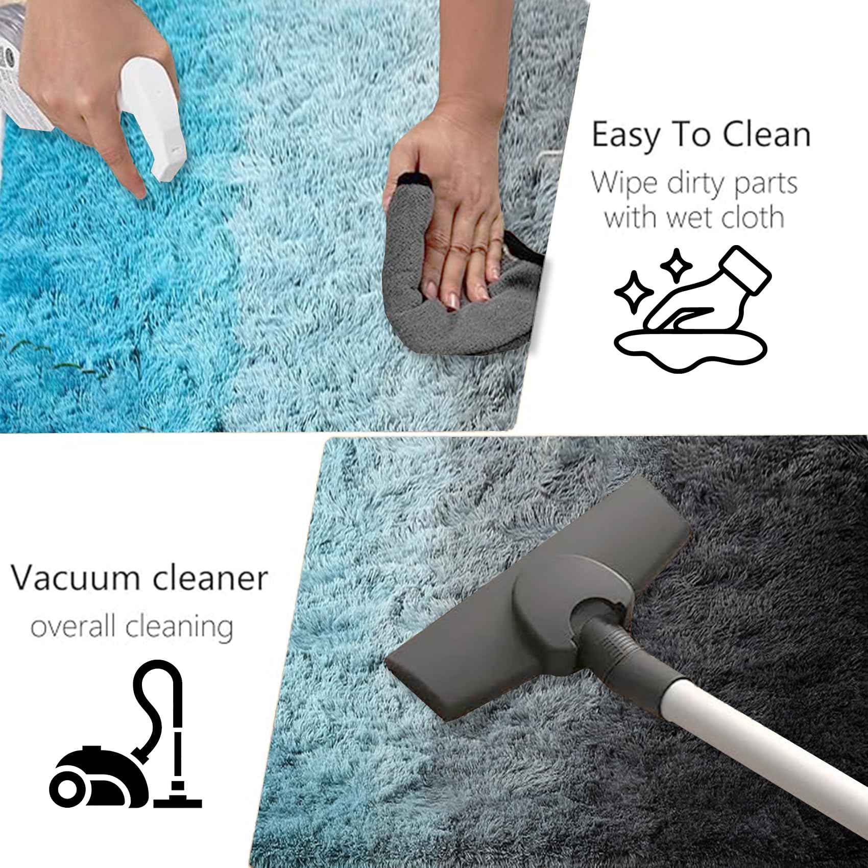 Alfombra Antideslizante 160 x 255 cm, Súper Grueso Lavable a Máquina Duradero, Antimanchas, Resistente a La Humedad, Alfombra para Habitación Infantil, para Dormitorio, Azul