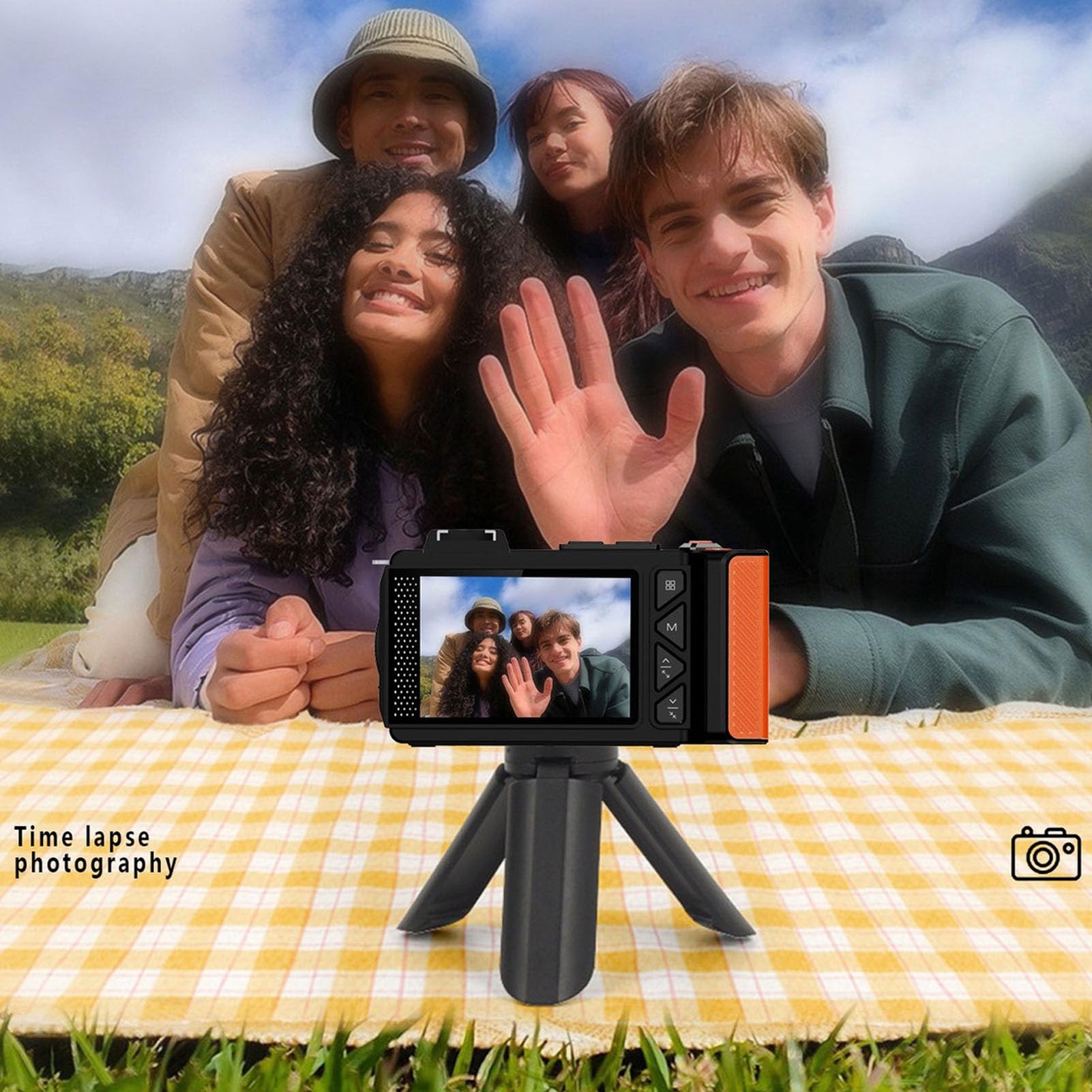 4K 70MP FHD Digital Camera with Dual Screens, Autofocus F1.8 DSLR Camera with WiFi Instant Sharing, 50X Digital Zoom, Fill Light (Black)