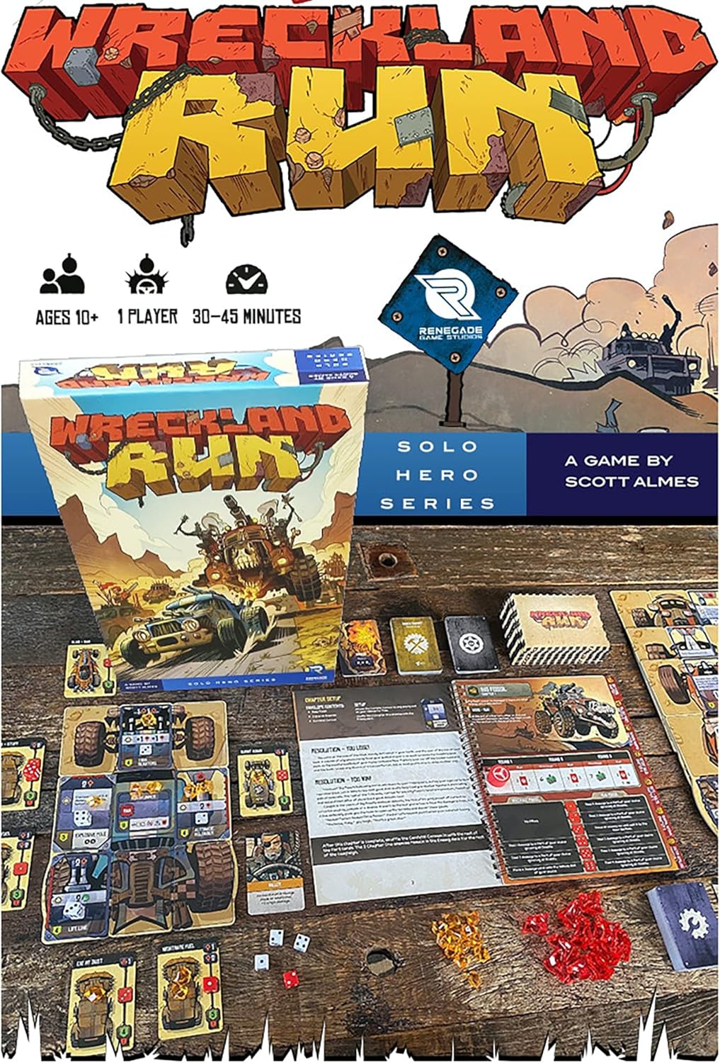 Renegade Game Studios Wreckland Run Solo Board Game Campaign, 1 Player Strategy Game Ages 10+