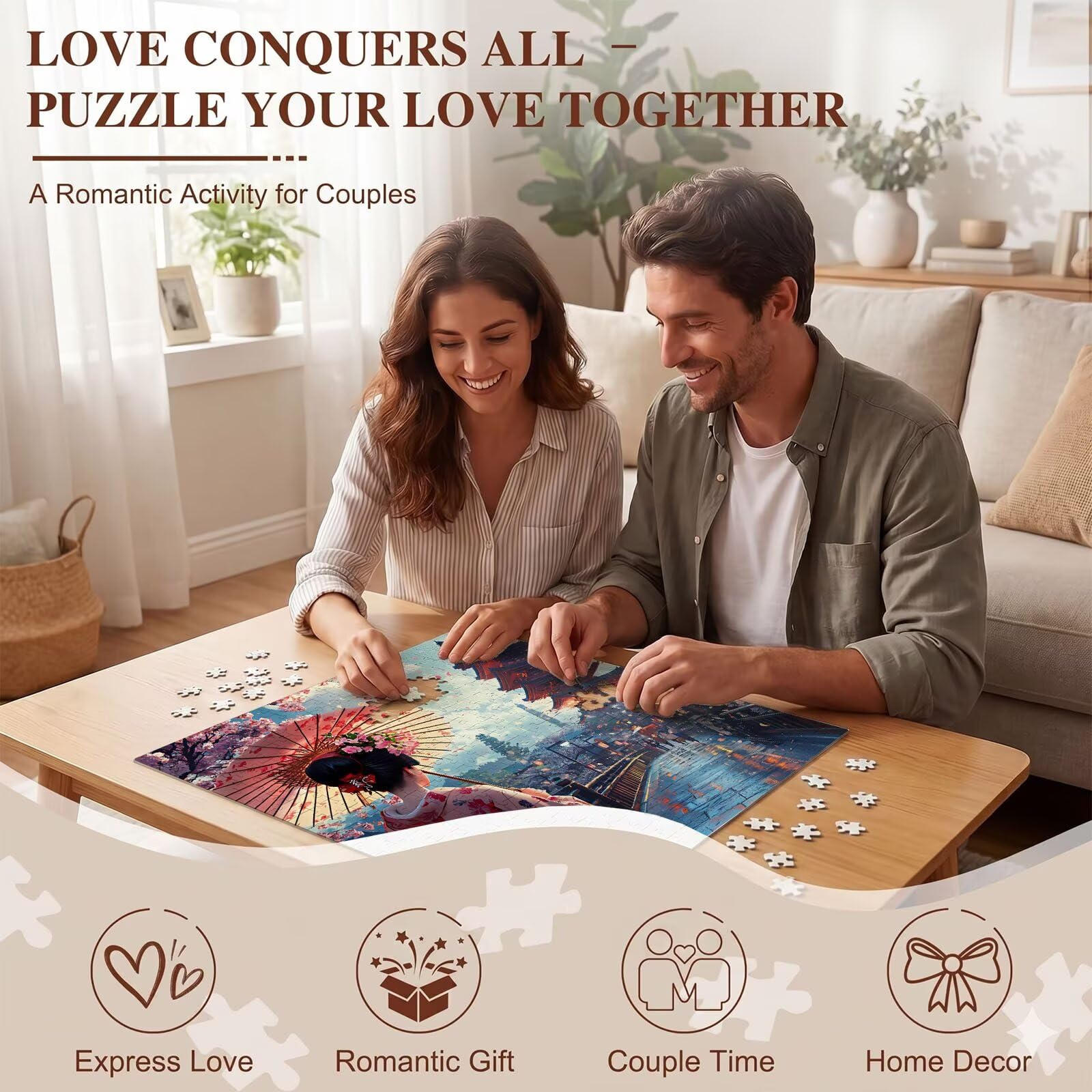 donna Giappone Puzzle 1500 Pezzi per Adulti, Puzzle in Legno - Collezione Classica con Poster Incluso - Sfida di Concentrazione e Passatempo Antistress, Gioco Educativo per Famiglia, 87 x 57 cm f0-820