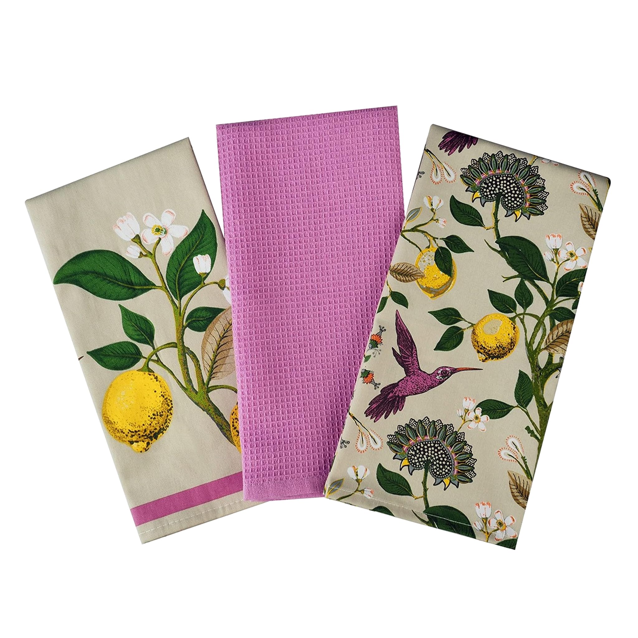 SiXsigma Sports Pack of 3 Tea Towels For Kitchen - Premium Cotton Decorative Kitchen Towel Linen for Cooking, BBQ, Baking & Dish Drying - Ideal For Women & Men (Purple)