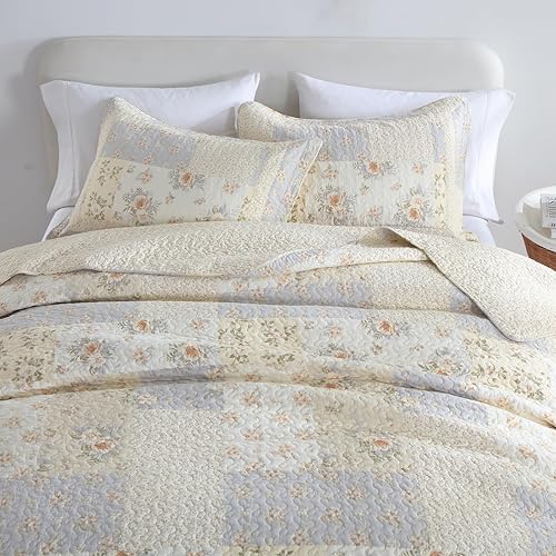 Miniatura 7 de SahSahCasa Juego de colcha extragrande de 100 % algodón de 120 x 120 pulgadas, tamaño California King, colcha acolchada tamaño California King,