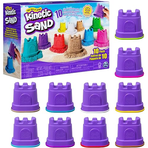 Kinetic Sand, Castle Containers 10-Color Pack of Play Sand for Party Favors, Goodie Bags, Holiday Gifts & Stocking Stuffers for Kids