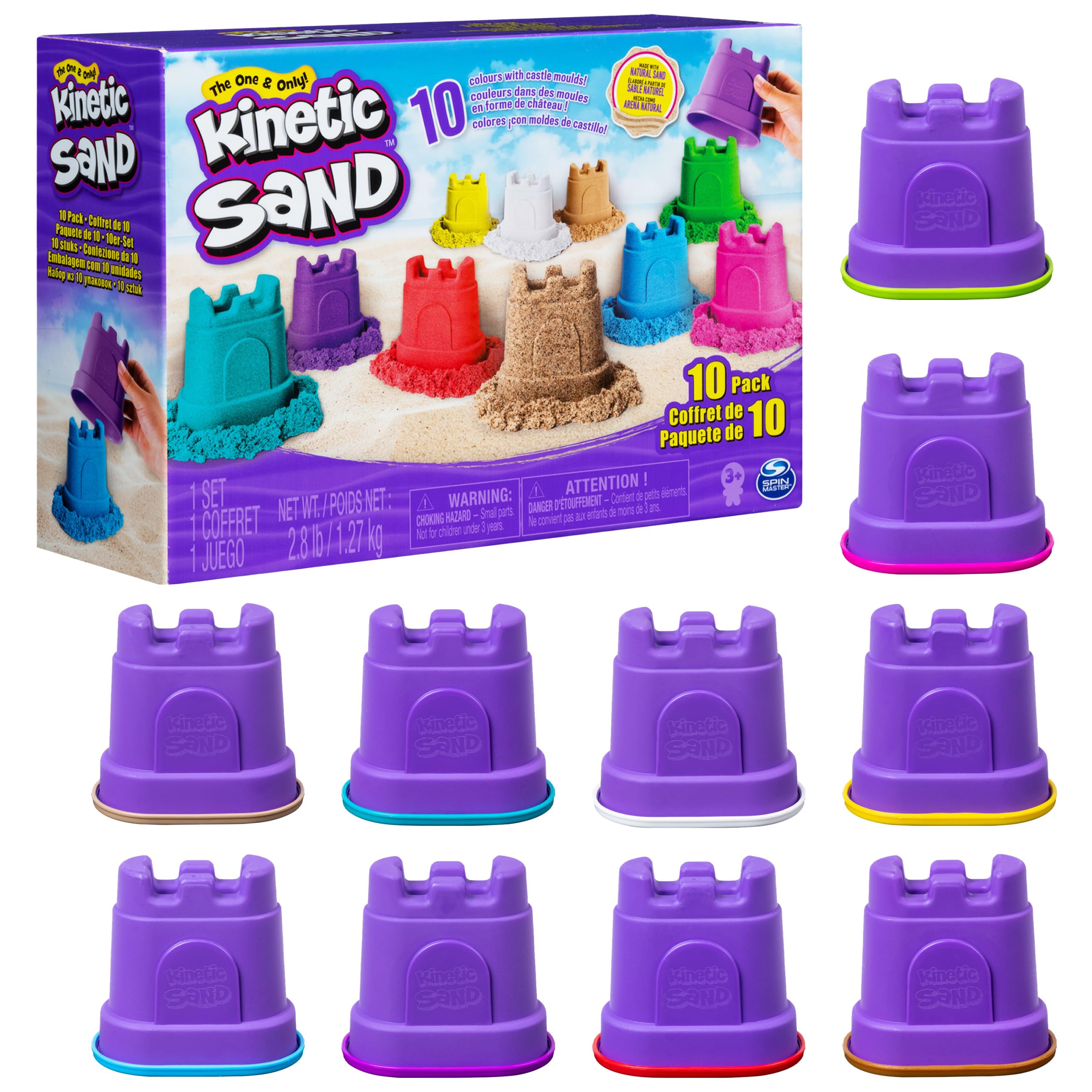 Kinetic SandCastle Containers 10-Color Pack of Play Sand for Party Favors, Goodie Bags, Sensory Toys for Kids Ages 3 and up