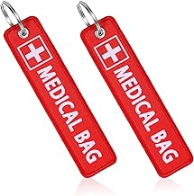 2 Pcs Medical Alert Bag Tags, Medical Equipment Luggage Tag Double-Sided Travel Tag, Red Key Identification Tags Medicals Id Accessories for Luggage Purse Backpacks