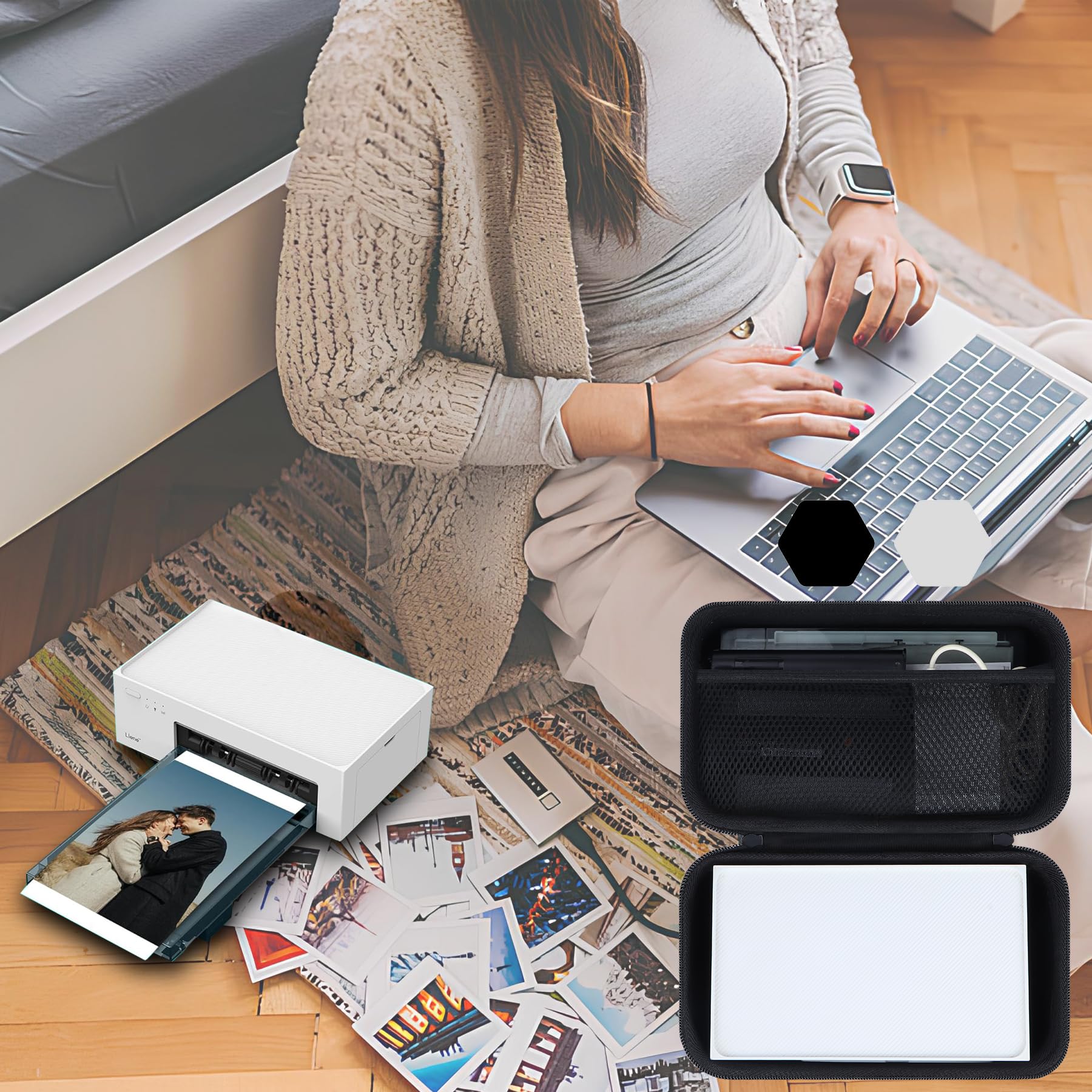 Dura Funda Protectora Compatible con Liene Amber M100 / M200 Impresora Fotográfica (Blanco)