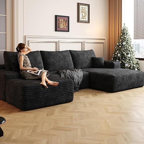 Miniatura 6 de Sectional Couches Sofa Modular Couch U Shaped Cloud Couch Sectional Sofa with Ottoman Modern Minimalist Deep Seat Corner Sofa Set for Living Room