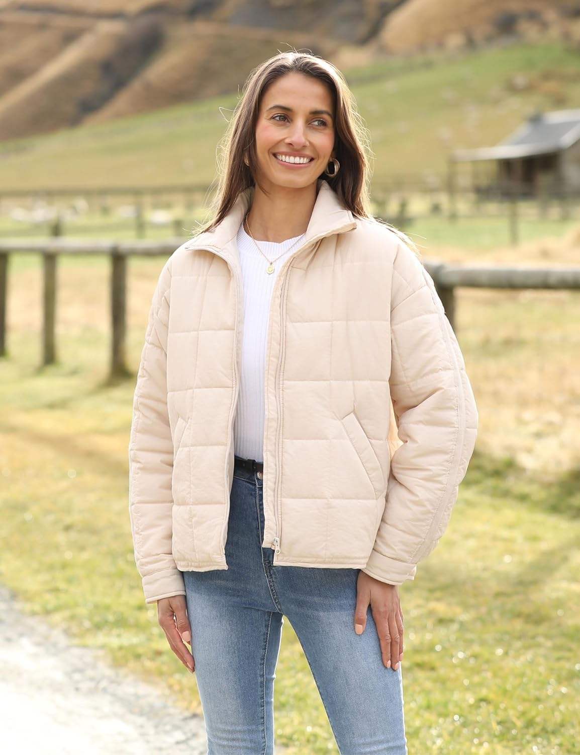 Xiaoxuemeng Womens Quilted Puffer Jacket Zip Up Lightweight Padded Coat Outwear with Pockets - Image 9