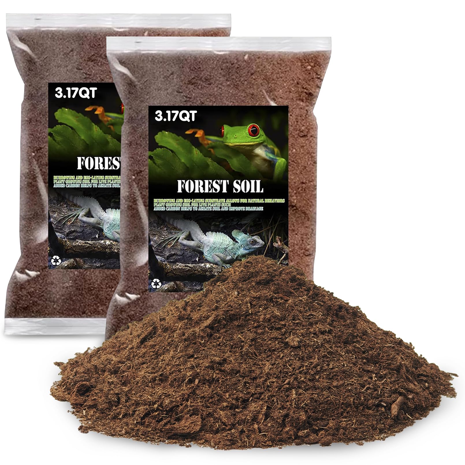 VCEPJH Reptile Soil Substrate Burrowing Tortoise Bedding for Habitat Bearded Dragon Enclosure Topsoil Terrarium Substrate for Snake Tarantula Gecko Lizard Spidey Frog Hermit Crab (3 L)